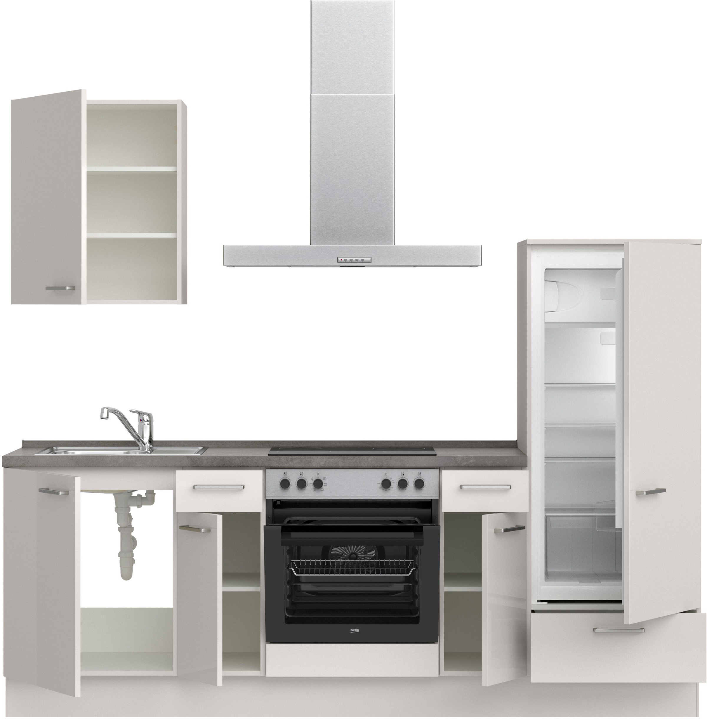 nobilia® Küchenzeile »"Flash I"« vormontiert, Ausrichtung wählbar, Breite 240 cm, wahlw. mit E-Geräten