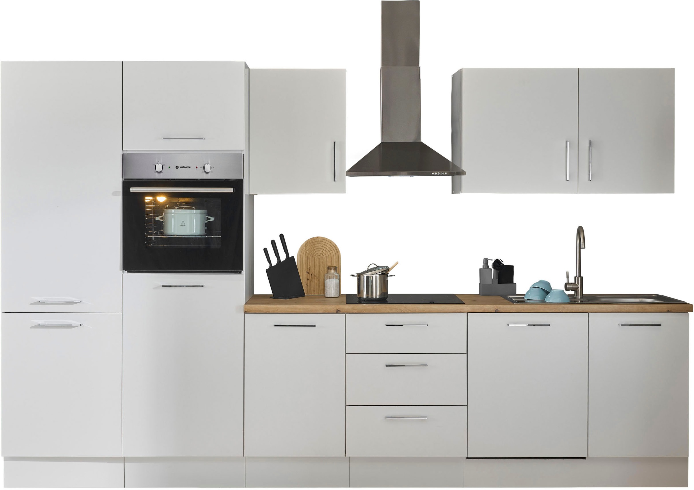 BASIC by Balculina Küchenzeile »Turin«, Breite 340 cm, wahlweise mit E-Gerä günstig online kaufen