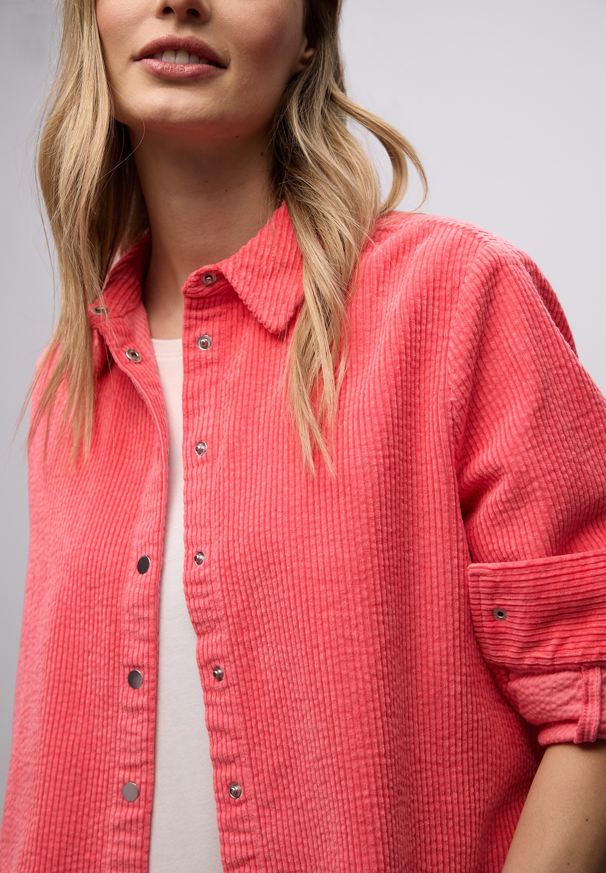 STREET ONE Langarmbluse in Cord-Qualität