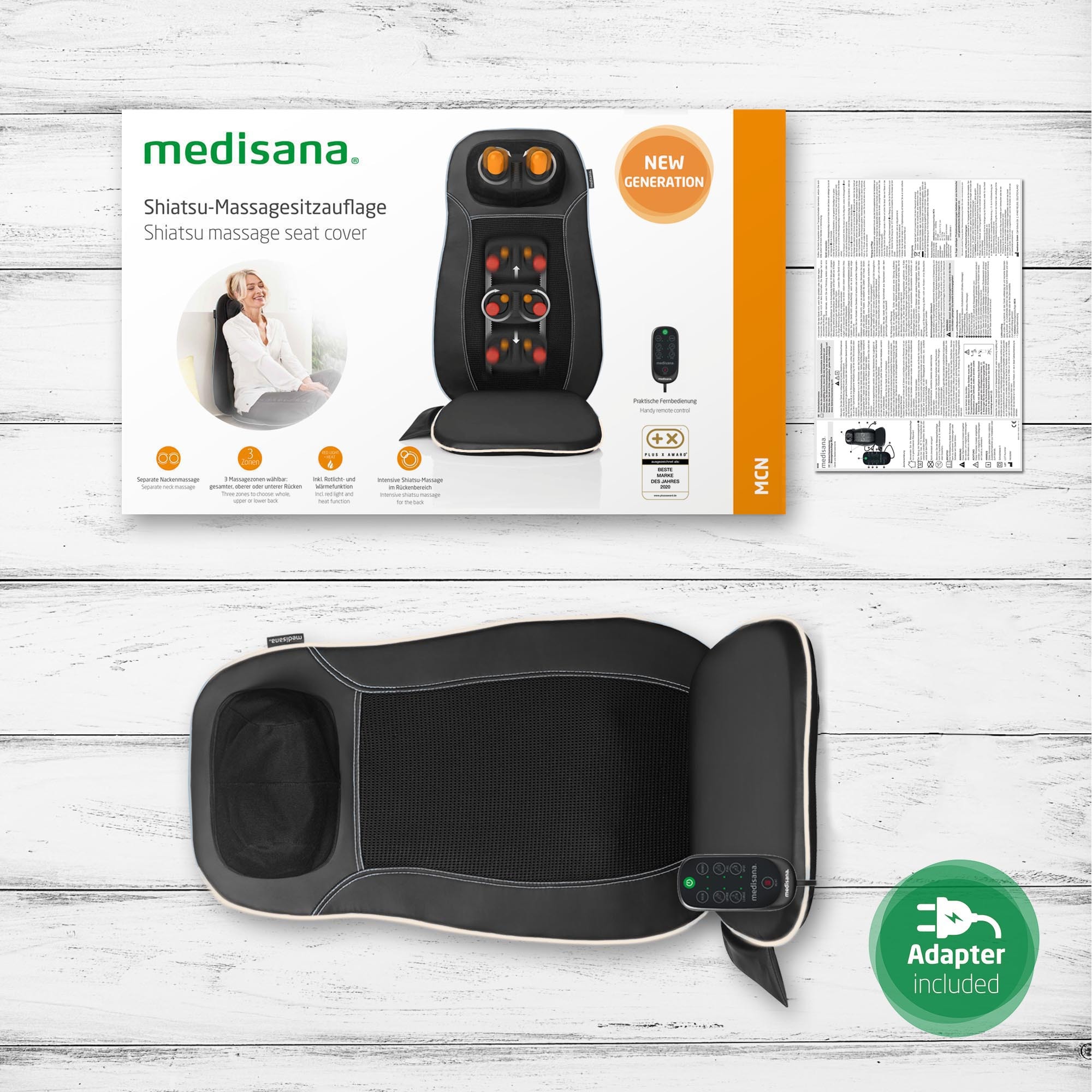 Medisana Shiatsu-Massagesitzauflage »MCN 88930«, 3 Massagezonen, Nackenmassage, Rotlicht-/Wärmefunktion, waschb. Bezug