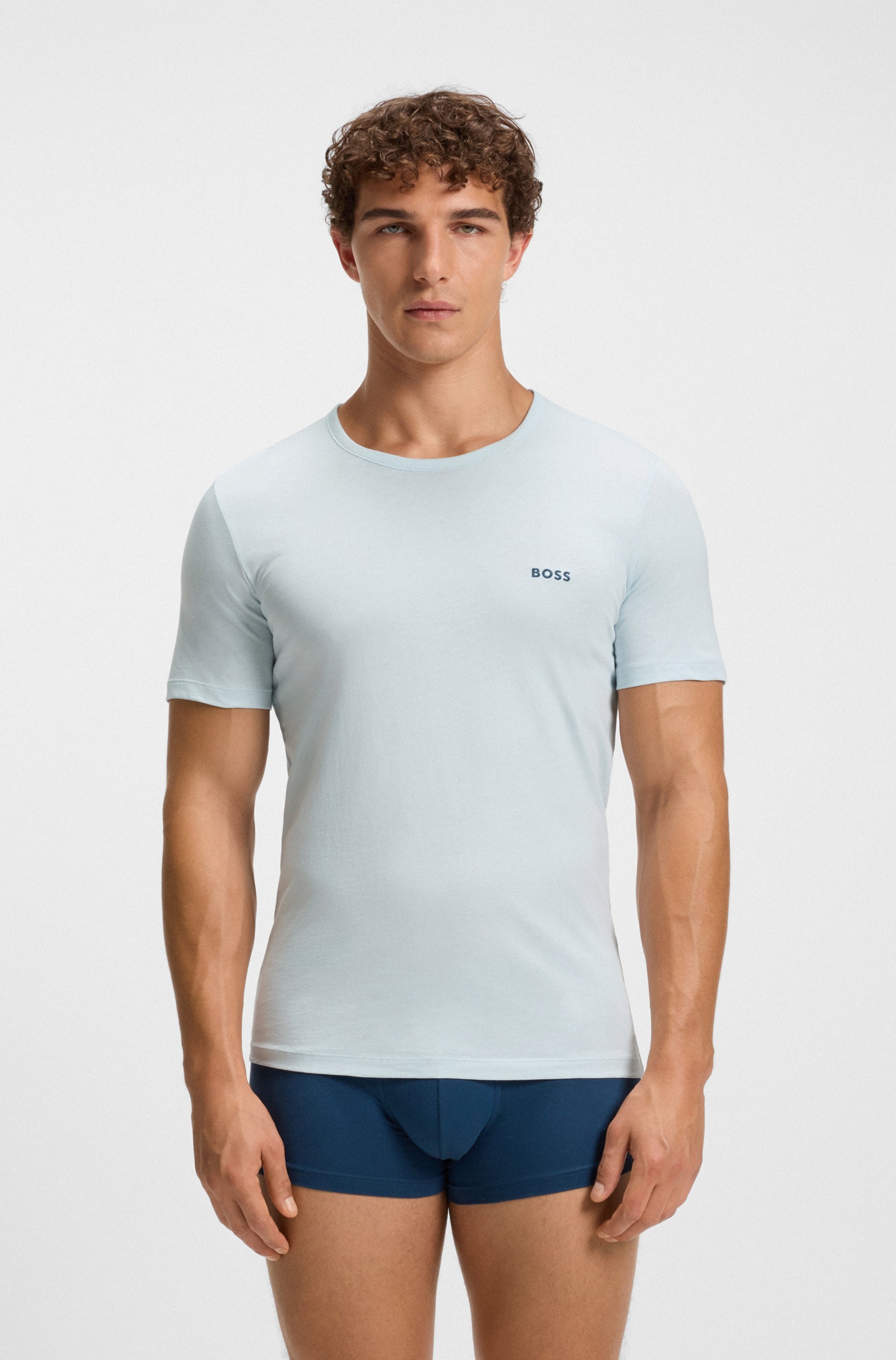 BOSS T-Shirt »TShirtRN 3P Classic«, (3 tlg.), mit Logostickerei