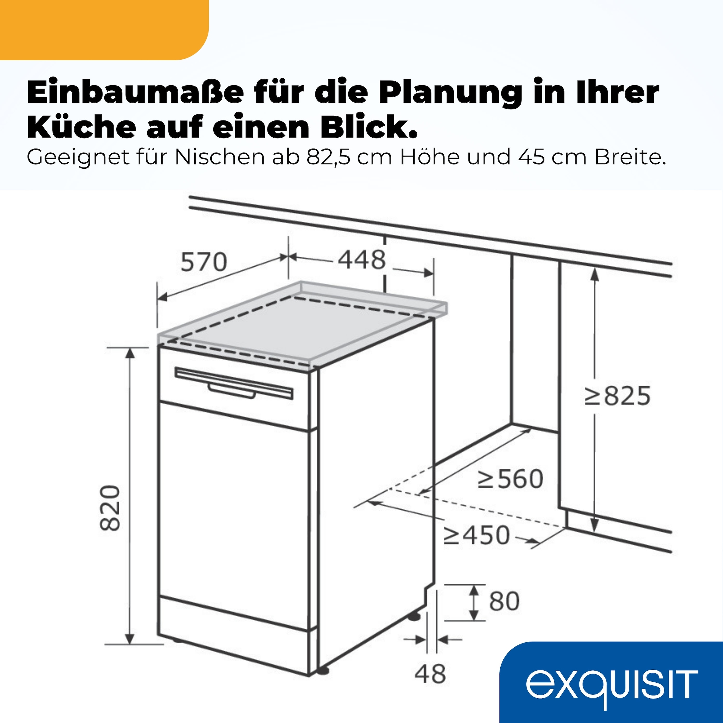 exquisit Standgeschirrspüler 9109 »GSP9109-451D weiss« 10 l 9 tlg. Maßgedecke 9 Maßgedecke, 4 Programme, LED, Besteckkorb