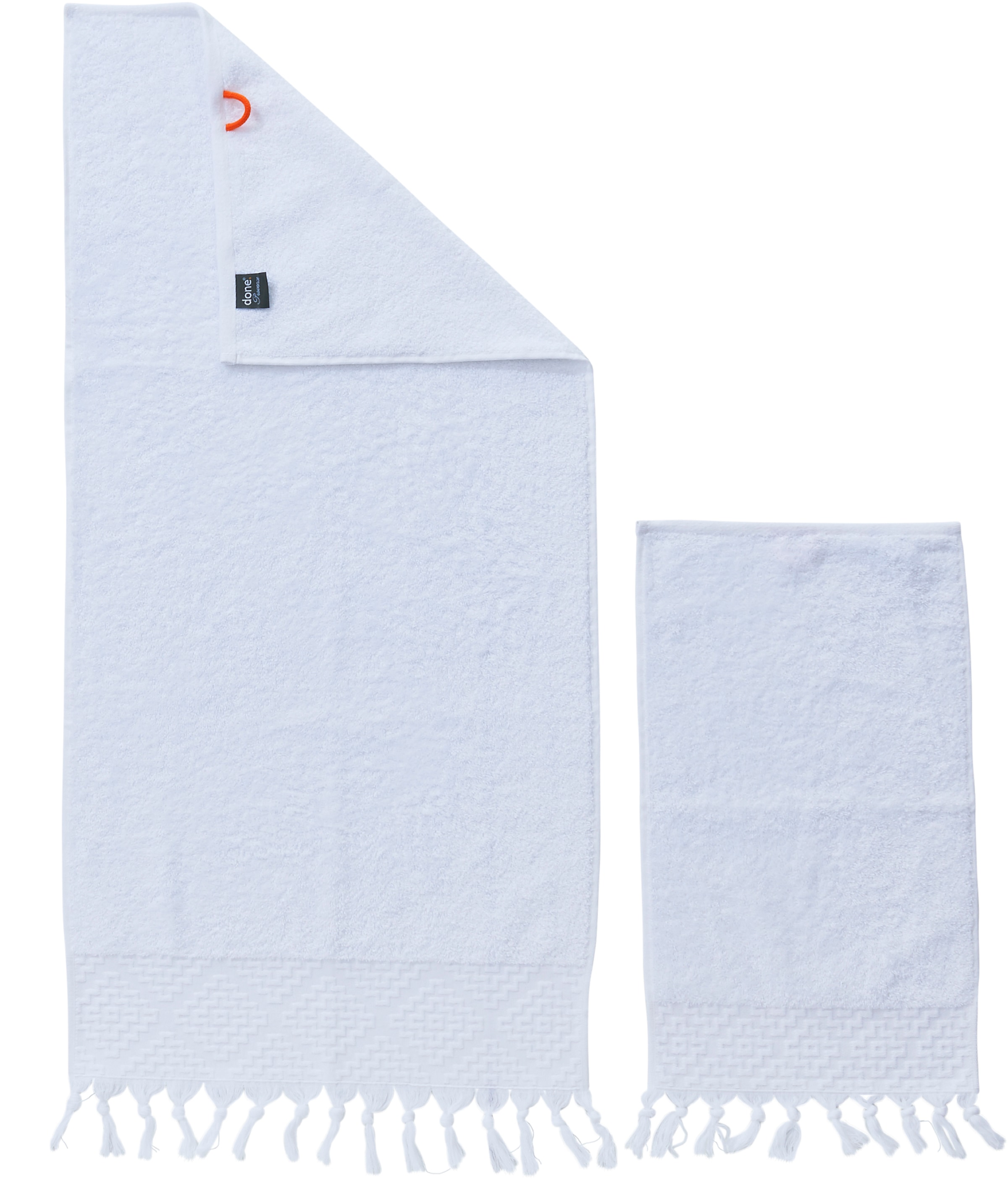done.® Handtuch Set »Provence Bohéme«, (Set, 4 St., 2 Gästetücher (30x50 cm)-2 Handtücher (50x100 cm), Uni Farben, Boho-Style, Borte, verschiedene Set Varianten erhältlich