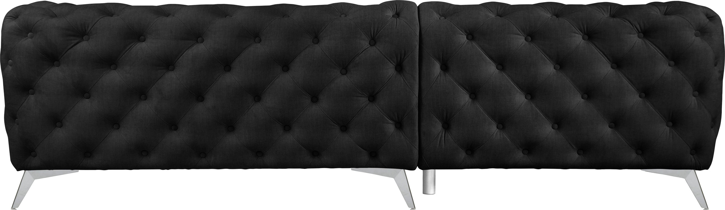 Leonique Chesterfield-Sofa »Ecksofa GLYNIS L-Form mit Wellenunterfederung, Maße B/T/H 264/204/75cm«, aufwändige Knopfheftung, moderne Chesterfield Optik, Fußfarbe wählbar