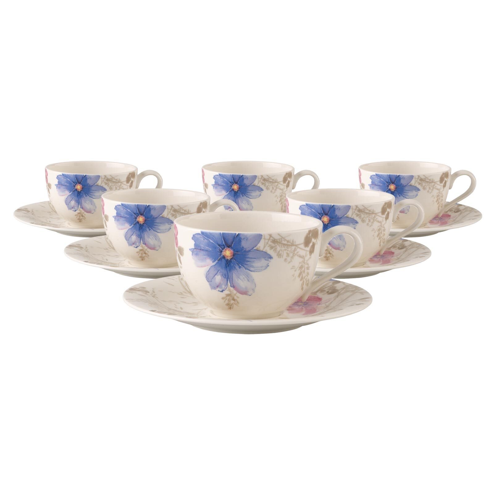 Villeroy & Boch Tasse »Frühstückstassen mit Untertassen Mariefleur Gris Bas günstig online kaufen