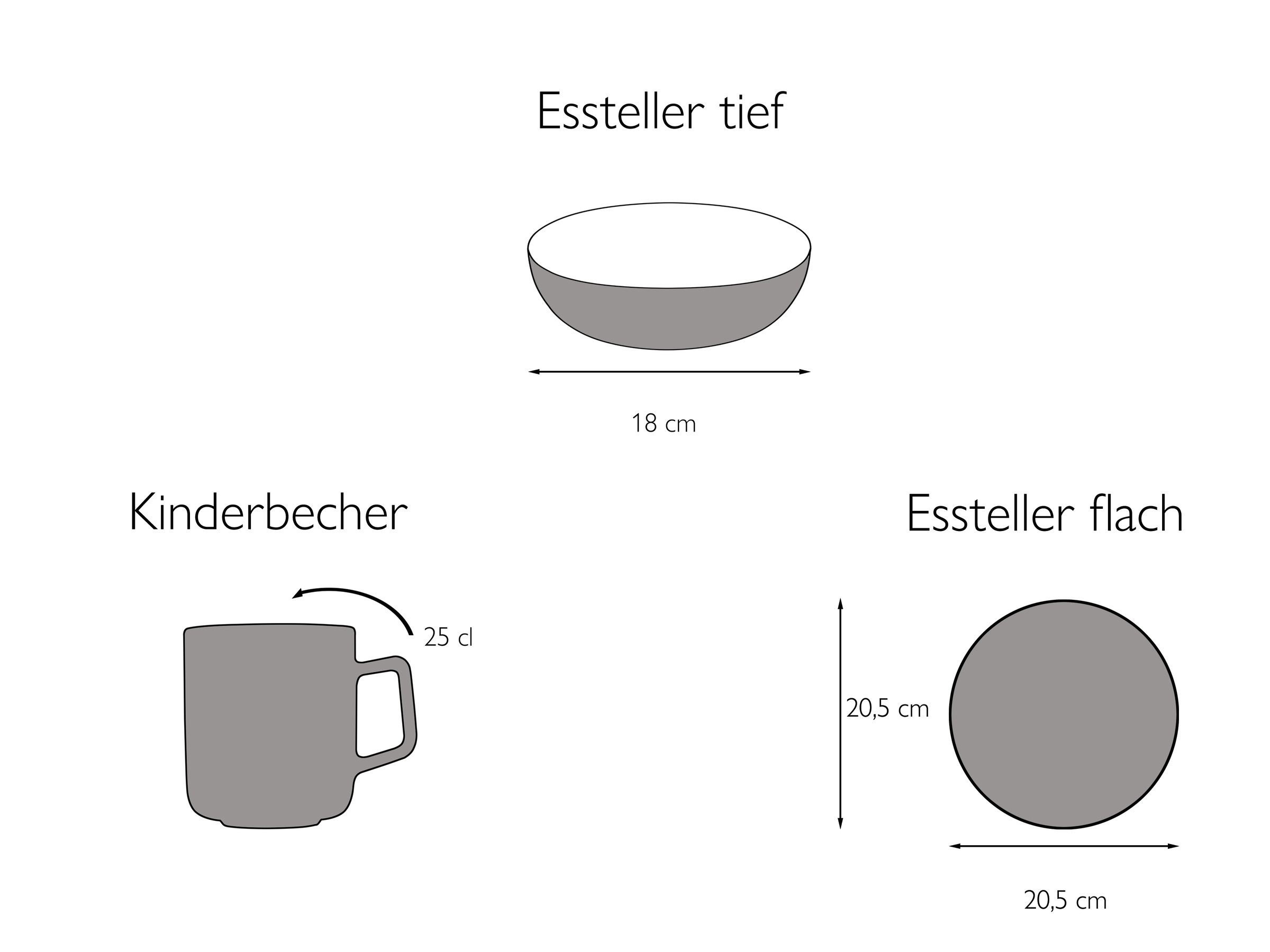 CreaTable Kindergeschirr-Set »Zoo« Dekor mit lustigen Zoobewohnern, Made in Europe, 3 Teile, für 1 Person