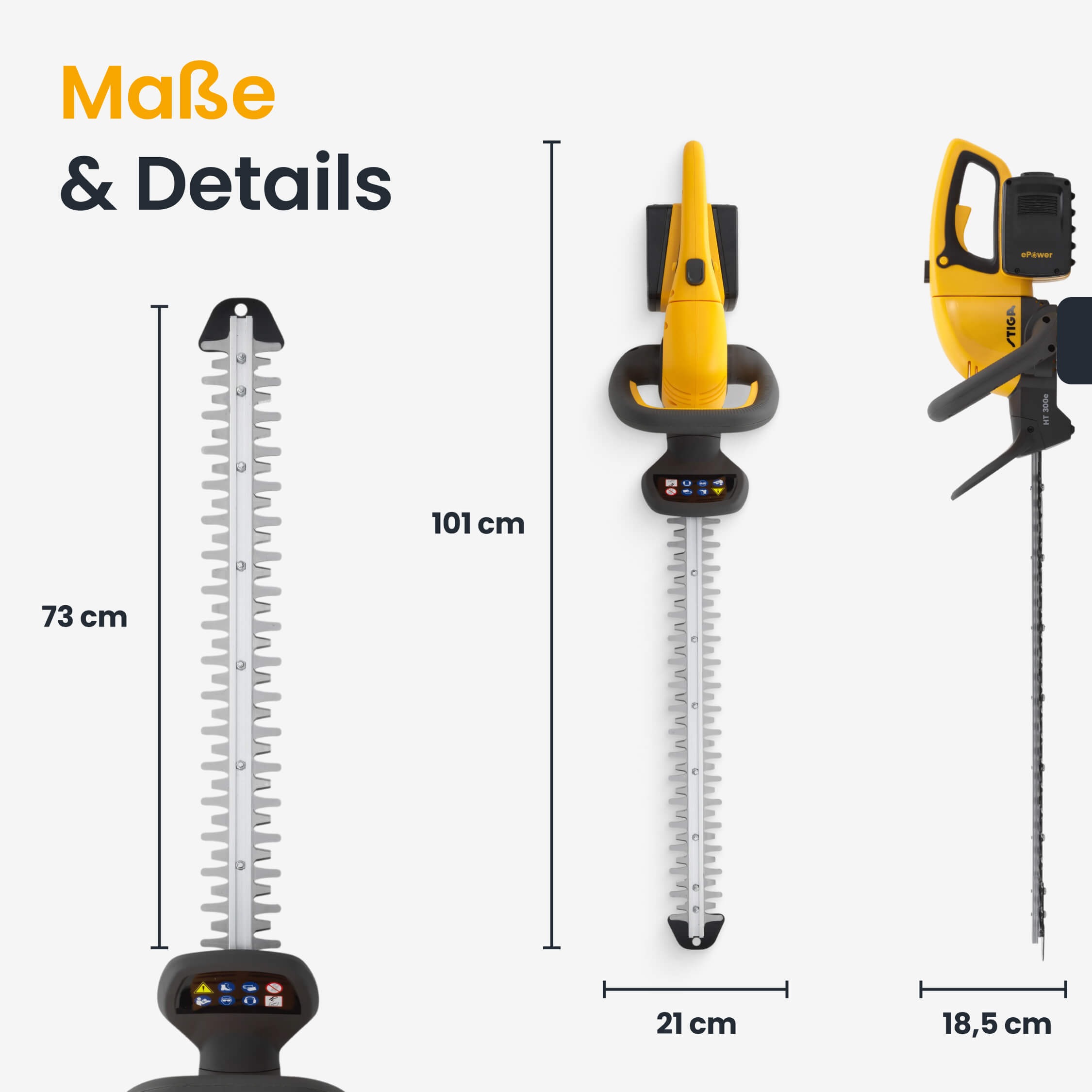 STIGA GARDEN Akku-Heckenschere »HT 300e« (Set, Inkl. 2x 20 V (2 Ah) Akku, Schutzhülle, Wandhalterung und Ladegerät, )  54 cm Schnittlänge