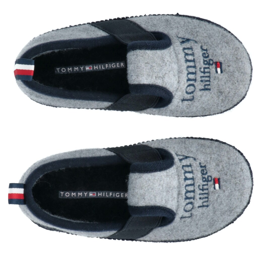 Tommy Hilfiger Hausschuh »INDOOR SLIPPER BLUE«, mit gestreifter Anziehlasche