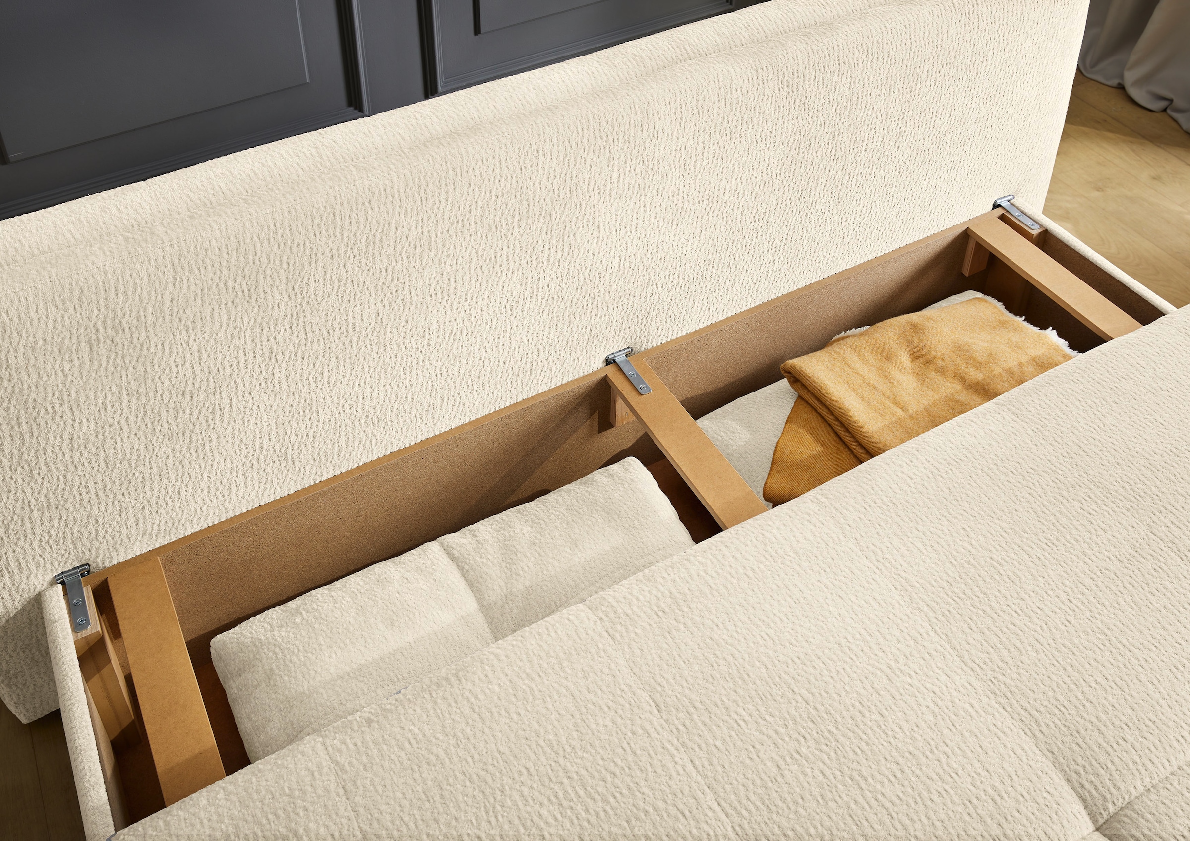 Jockenhöfer Gruppe Schlafsofa »Balu, Dauerschlafsofa, 140kg Belastbarkeit je Sitz« Bettkasten, Gästebett, Hub-Schwenkbeschlag