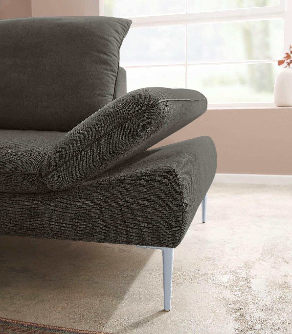 W.SCHILLIG Ecksofa »enjoy&MORE, mit tollem Sitzkomfort, elegant und bequem, L-Form«, mit Sitztiefenverstellung, Füße silber matt, Breite 294 cm