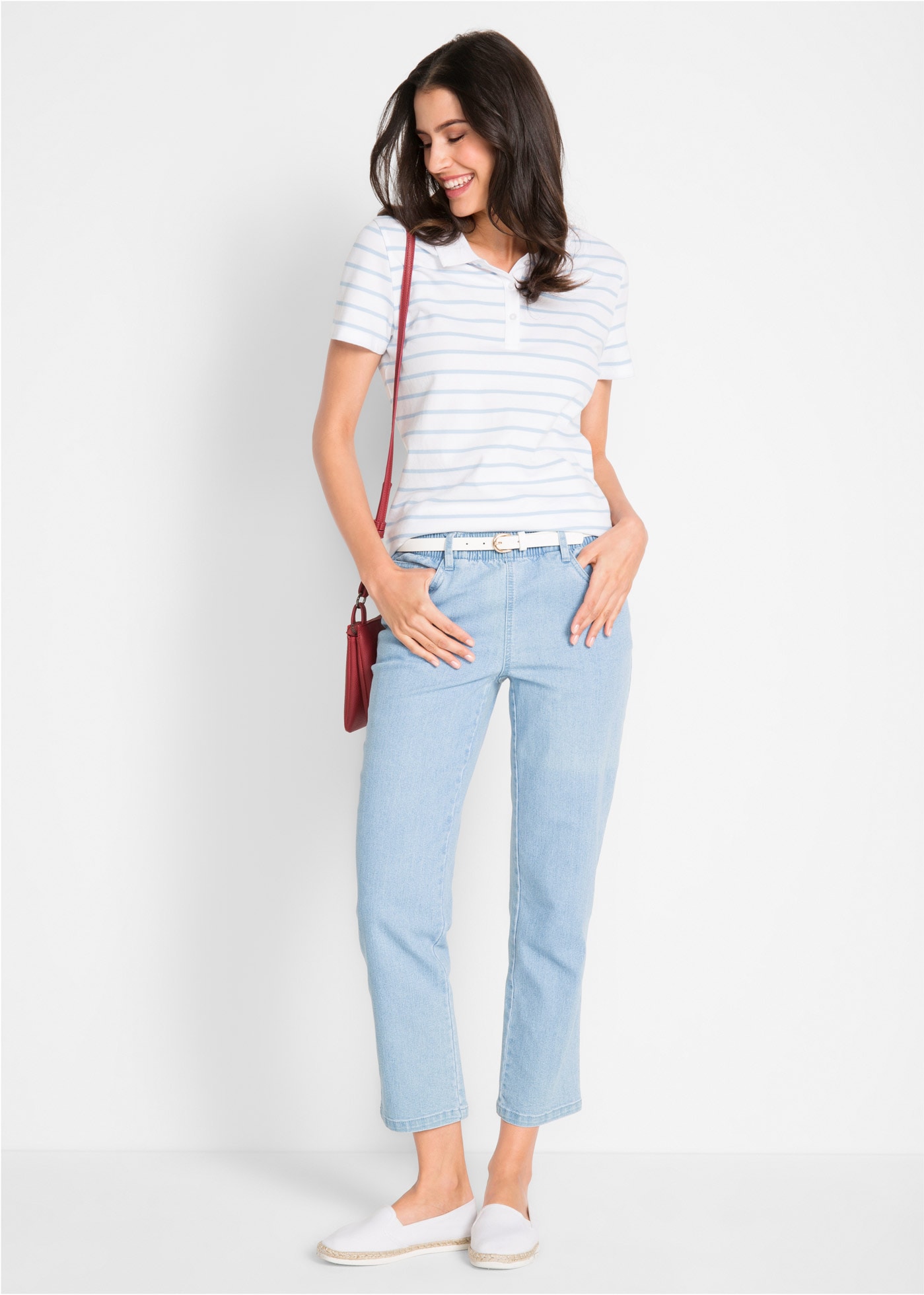 bonprix Straight-Jeans Packung, 2 gerades Bein, mit erhöhtem Gummibund, in Stretch-Qualität