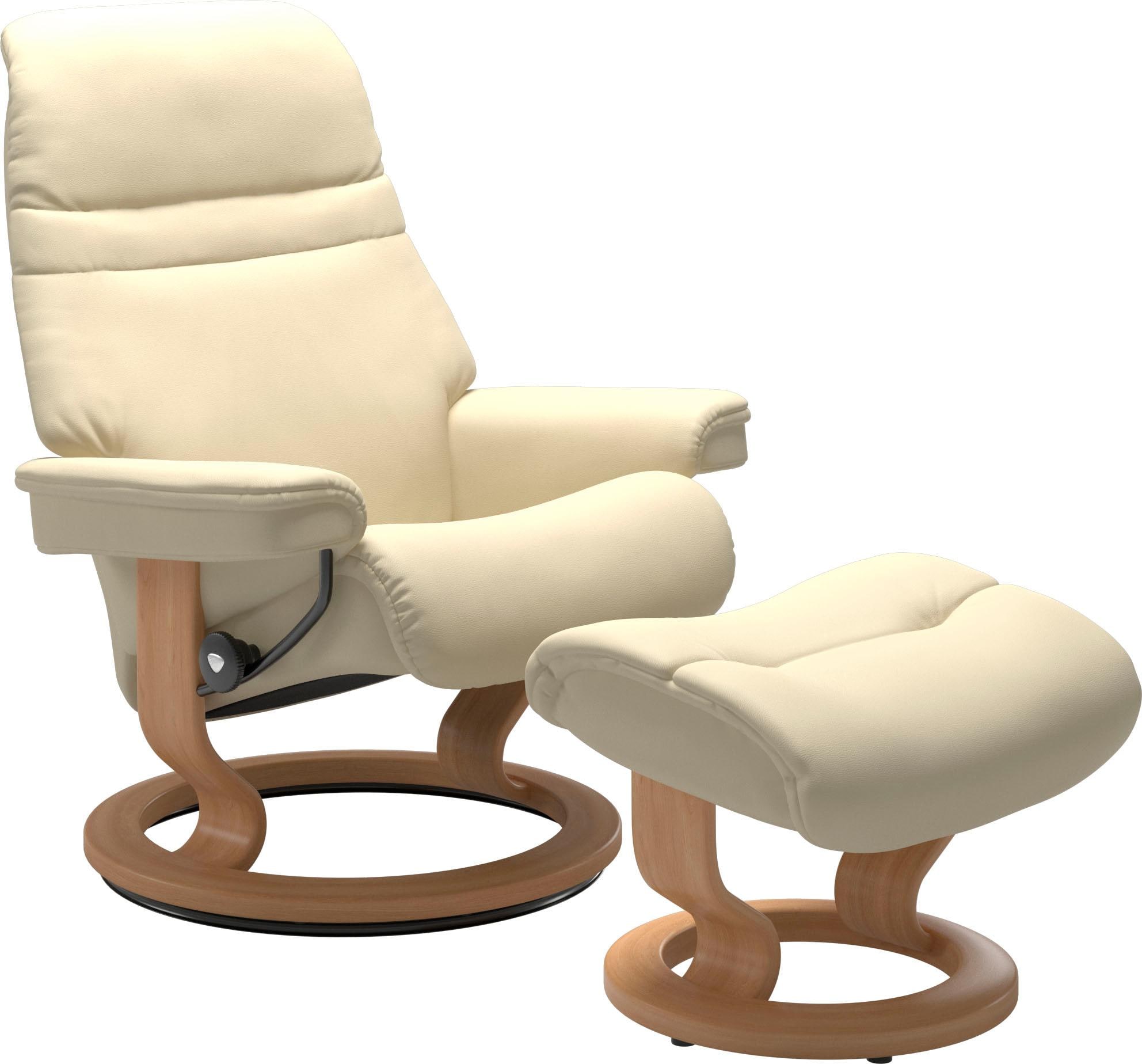 Stressless® Relaxsessel »Sunrise«, (Set, Relaxsessel mit Hocker), mit Classic Base, Größe M, Gestell Eiche