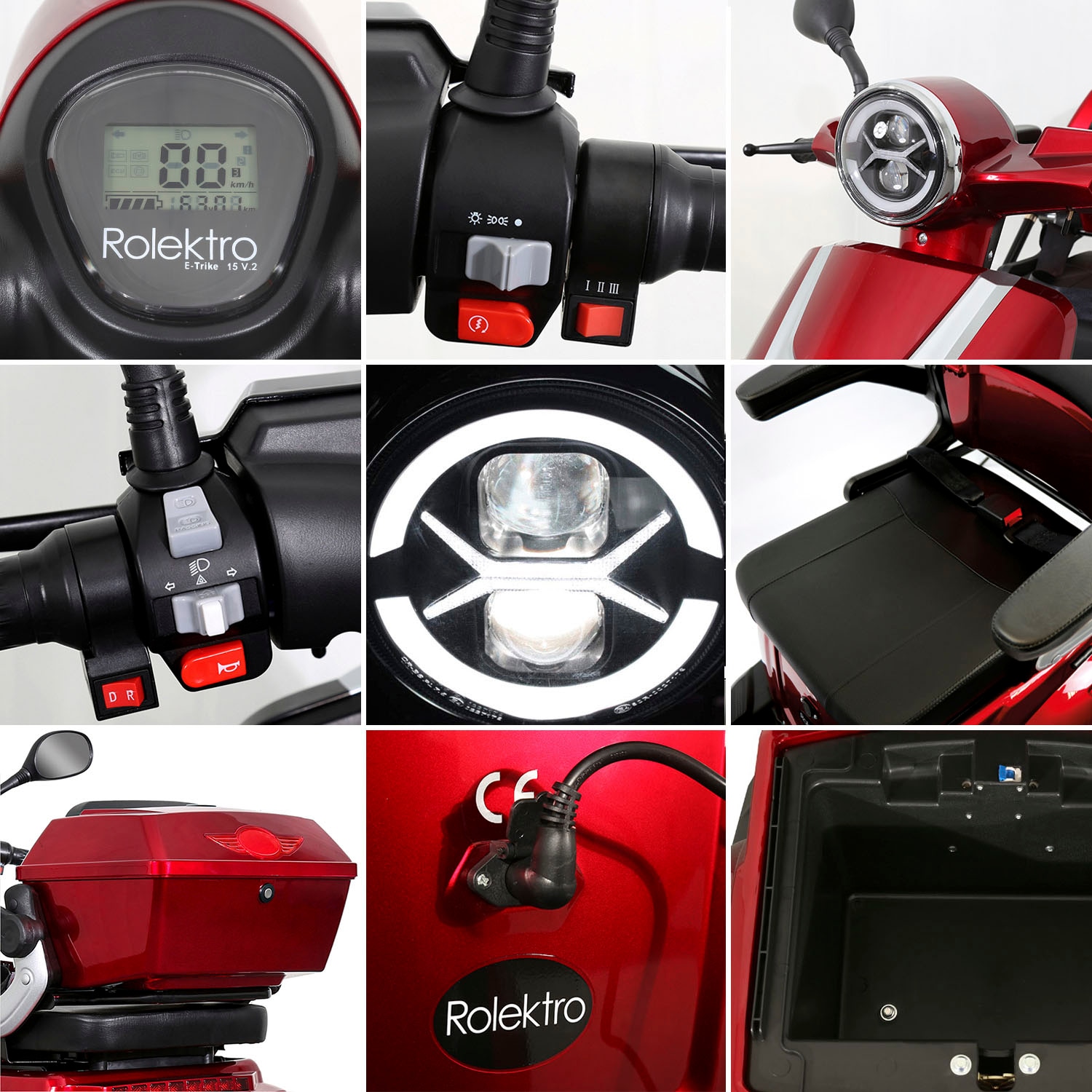 Rolektro Elektromobil »E-Trike 15 V.2«, (mit Topcase)