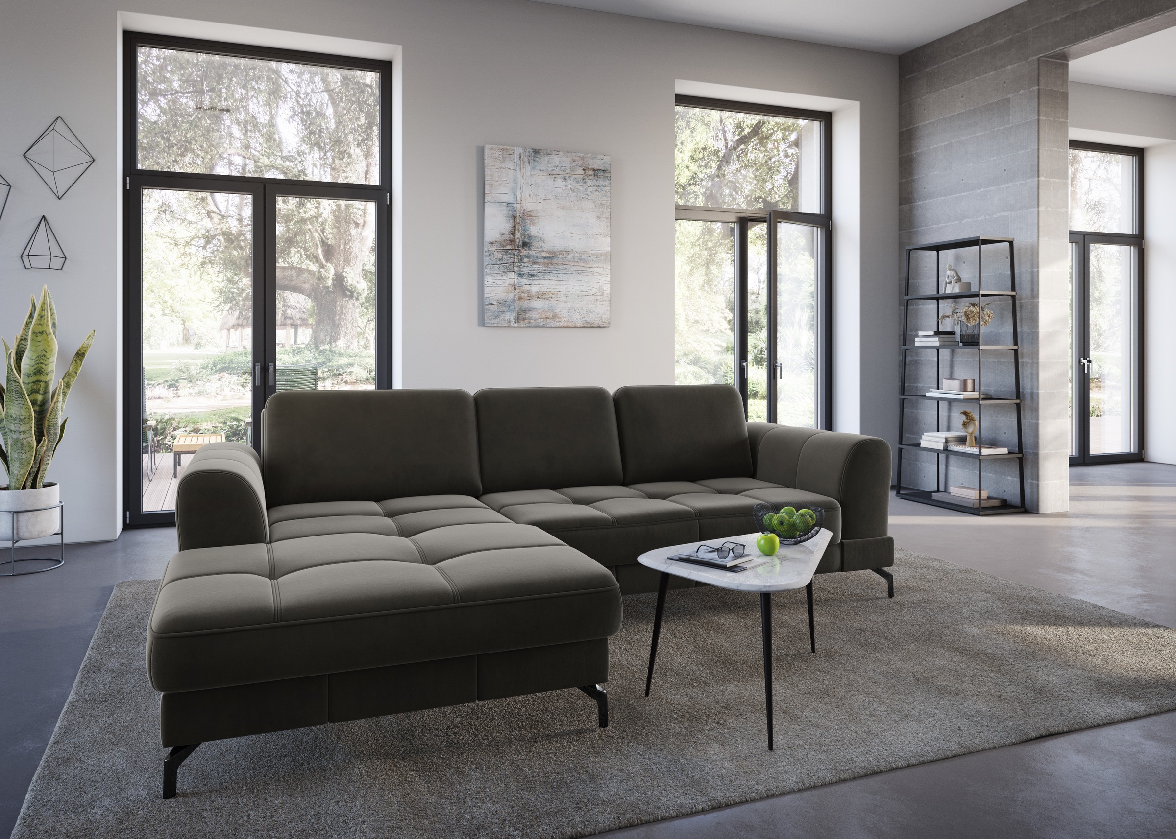 sit&more Ecksofa »Bendigo L-Form«, inklusive Sitztiefenverstellung, Bodenfreiheit 12 cm, in 2 Fußfarben