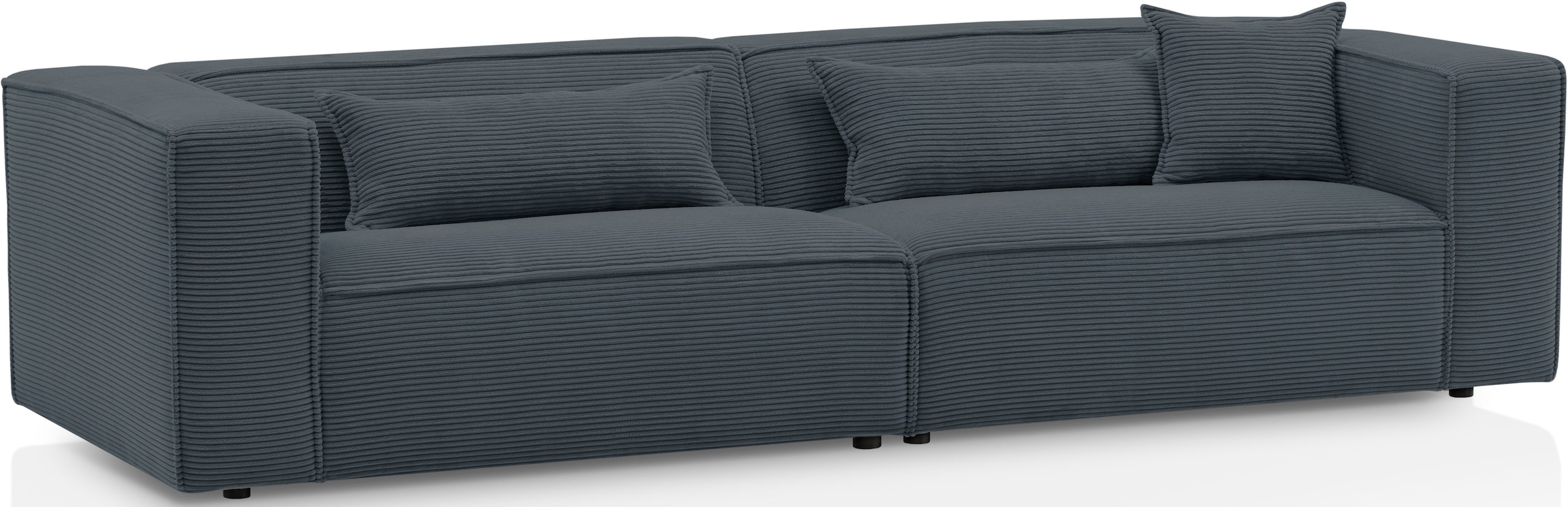 LeGer Home by Lena Gercke 3-Sitzer »PIARA, Couch mit Kedernaht, Sofa in Cord oder Leinenoptik«, schwarze Füße, bequemer Sitzkomfort