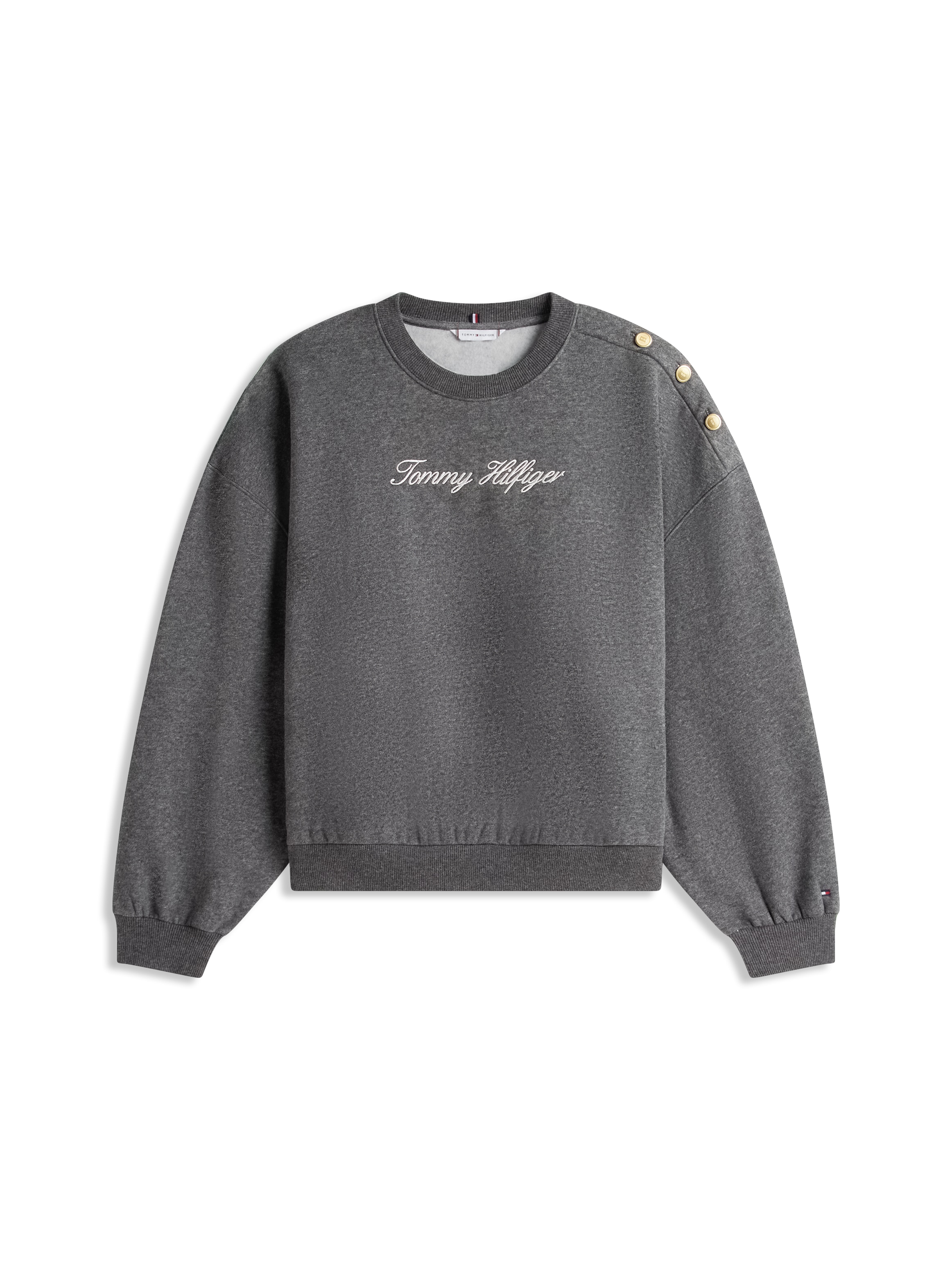 Tommy Hilfiger Curve Sweatshirt »CRV GOLD BTN SCRIPT FLEECE SWRT«, in großen Größen, mit goldfarbenen Zier-Knöpfen

