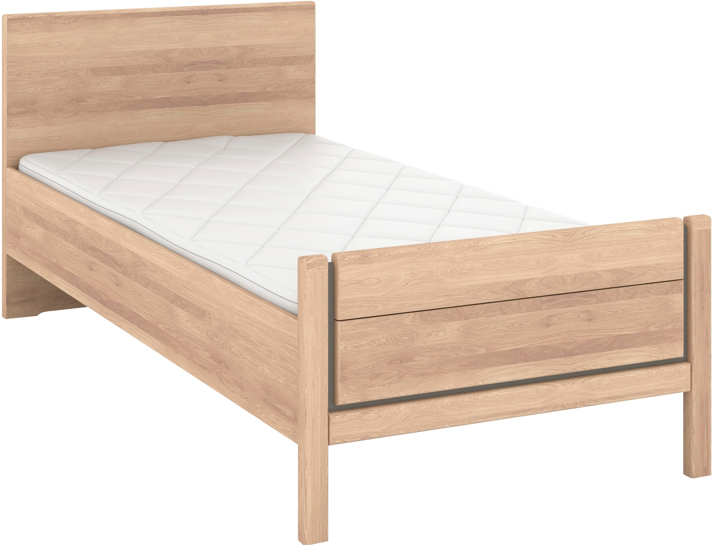 Musterring Holzbett »Sorrent, Bettgestell, Bettrahmen, teilmassiv Eiche«, (MADE IN GERMANY), Eiche teilmassiv, Liegehöhenverstellung, Stollenfußteil