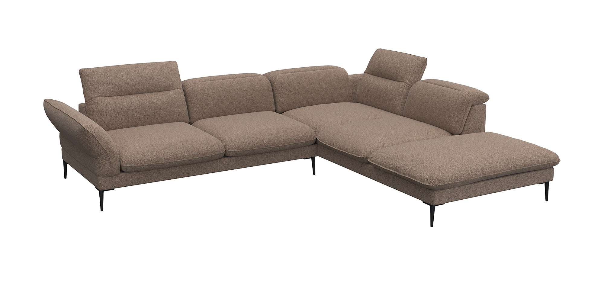 FLEXLUX Ecksofa »Salino, Funktionssofa mit Ottomane, Relaxsofa, Ecksofa«, Sofa mit Arm- und Kopfteil-Verstellungen, Kaltschaum & Stahl-Wellen