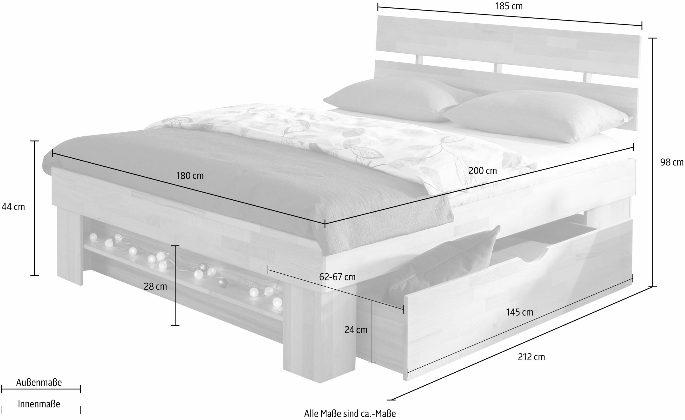 Home affaire Stauraumbett »Triest«, aus FSC®-zertifizierter massive Buche
