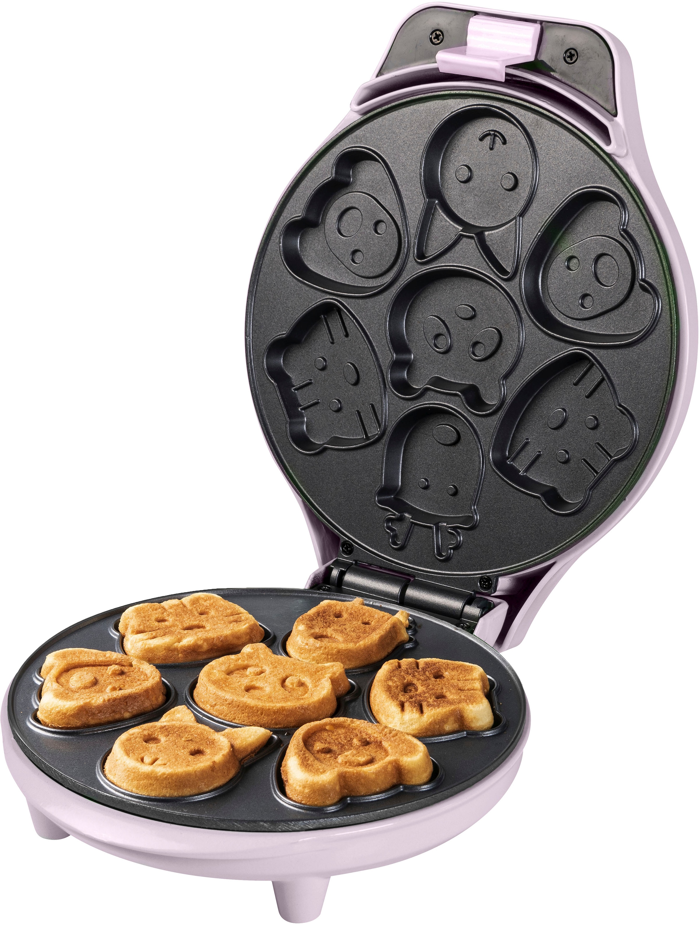 bestron Waffeleisen »für Mini-Waffel-Kekse«, 700 W, mit Backampel & Antihaftbeschichtung, Farbe: Rosa