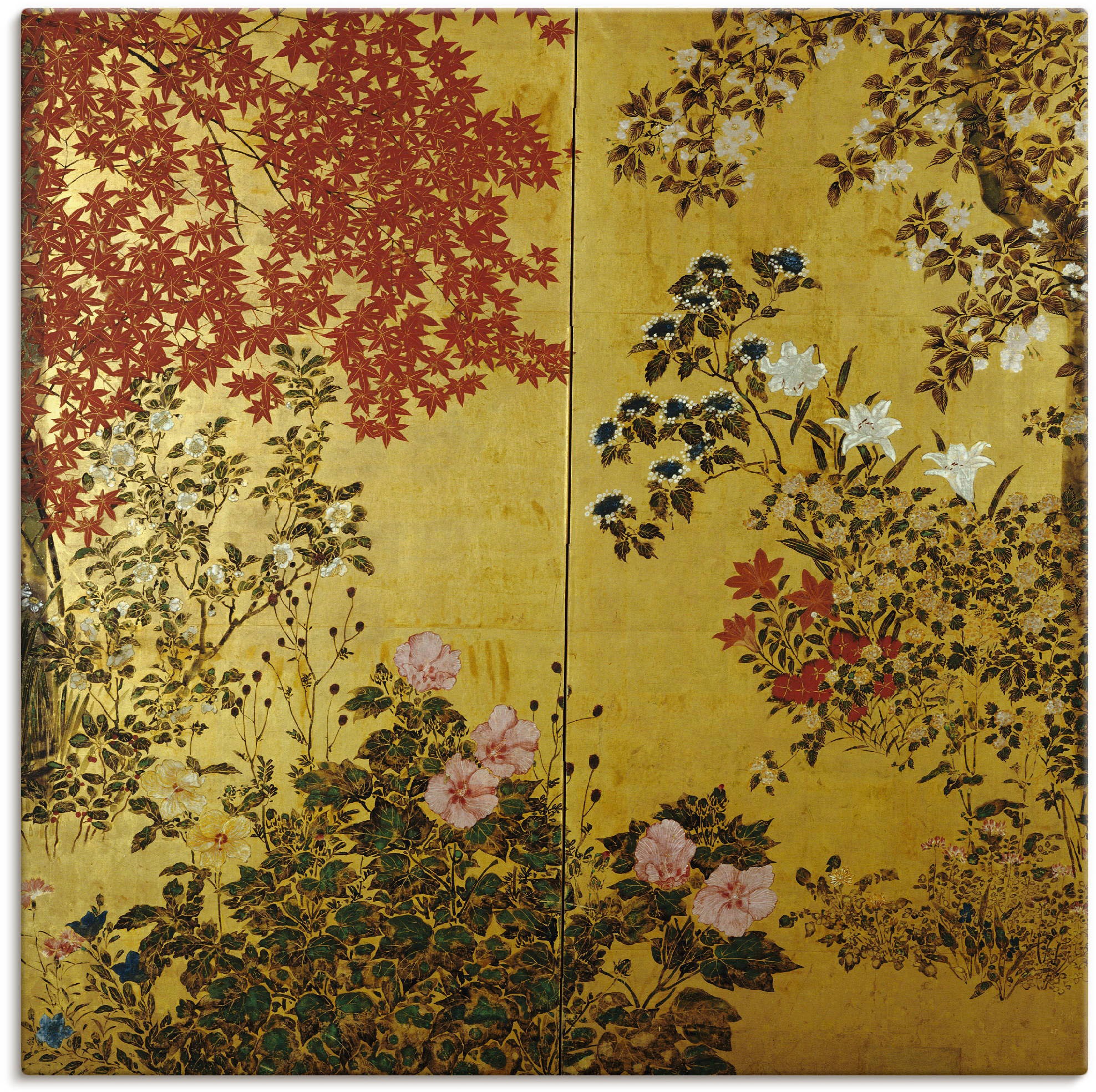 Artland Wandbild »Japanischer Wandschirm 18. Jahrhundert« Pflanzen 1 Stk. t günstig online kaufen