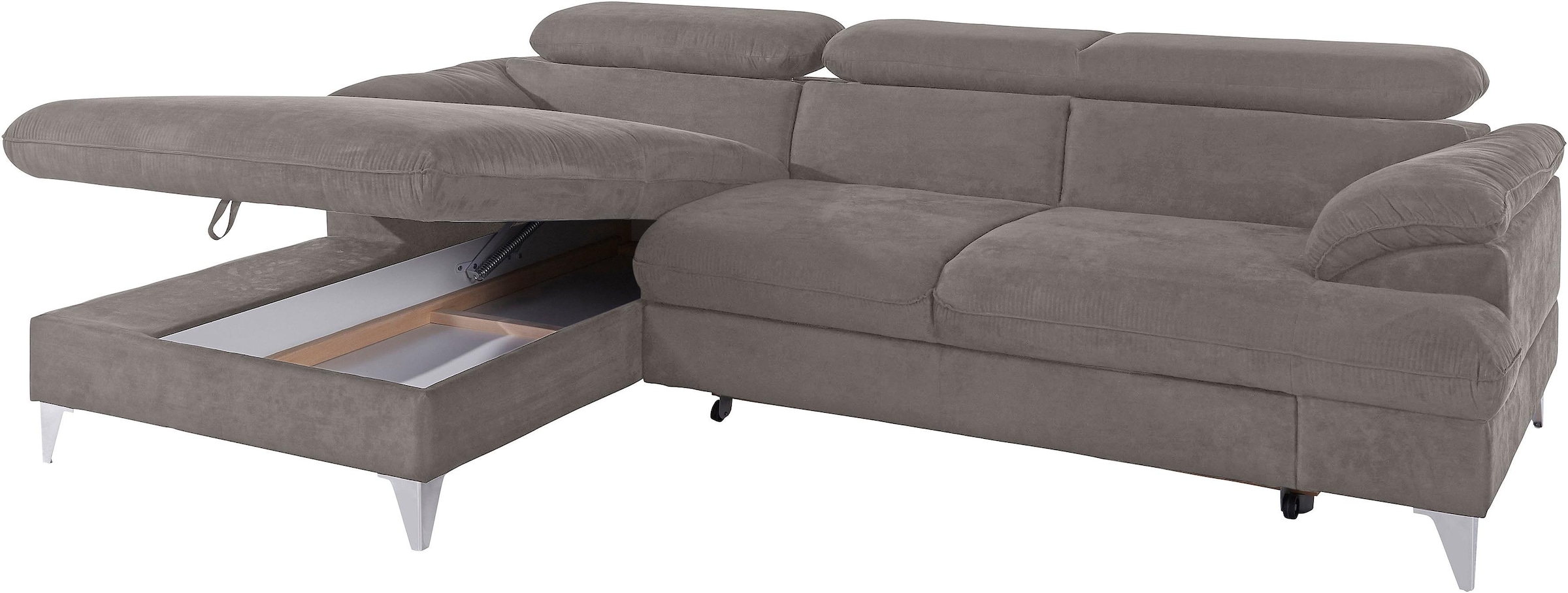COTTA Ecksofa »Caluso L-Form«, mit Kopfteilverstellung, wahlweise mit Bettfunktion & Bettkasten