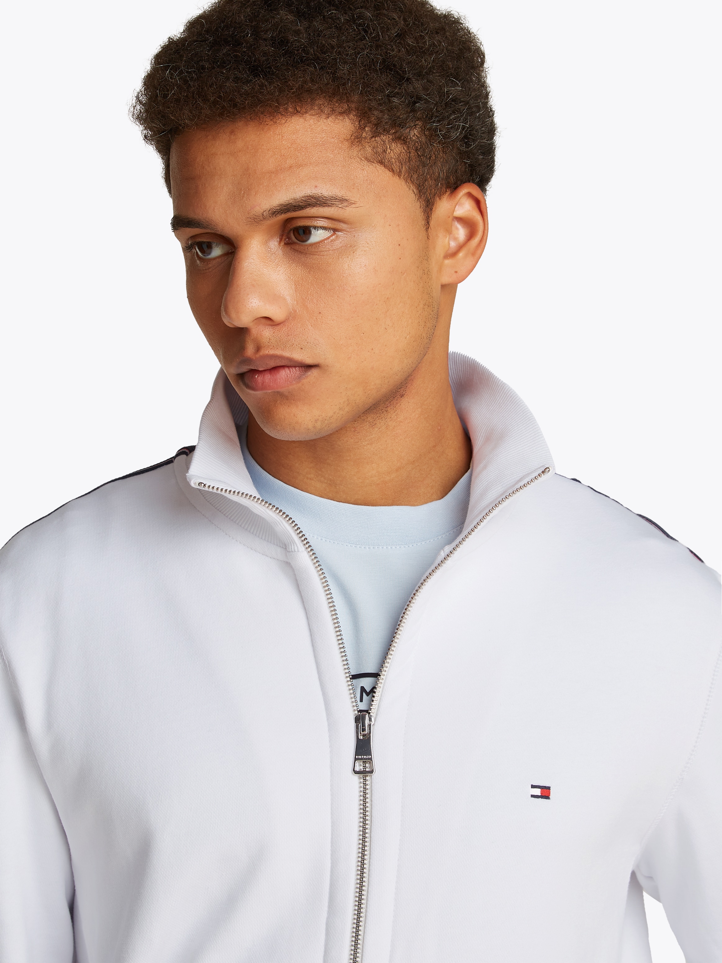 Tommy Hilfiger Sweatjacke »GLOBAL STRIPE ZT STAND COLLAR«