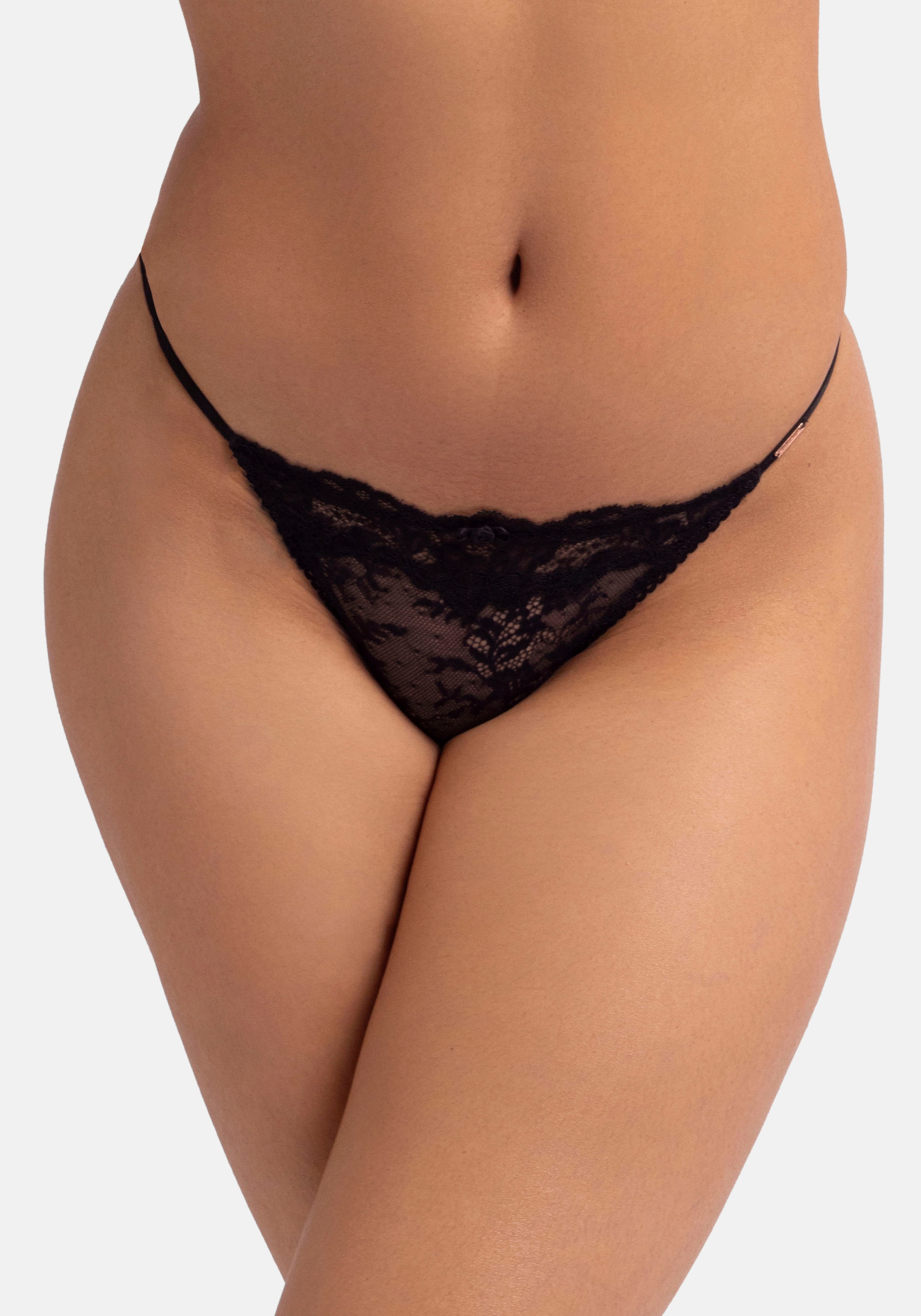 Dorina String 2er Pack,  durchgehende Spitze mit Spitzenbesatz