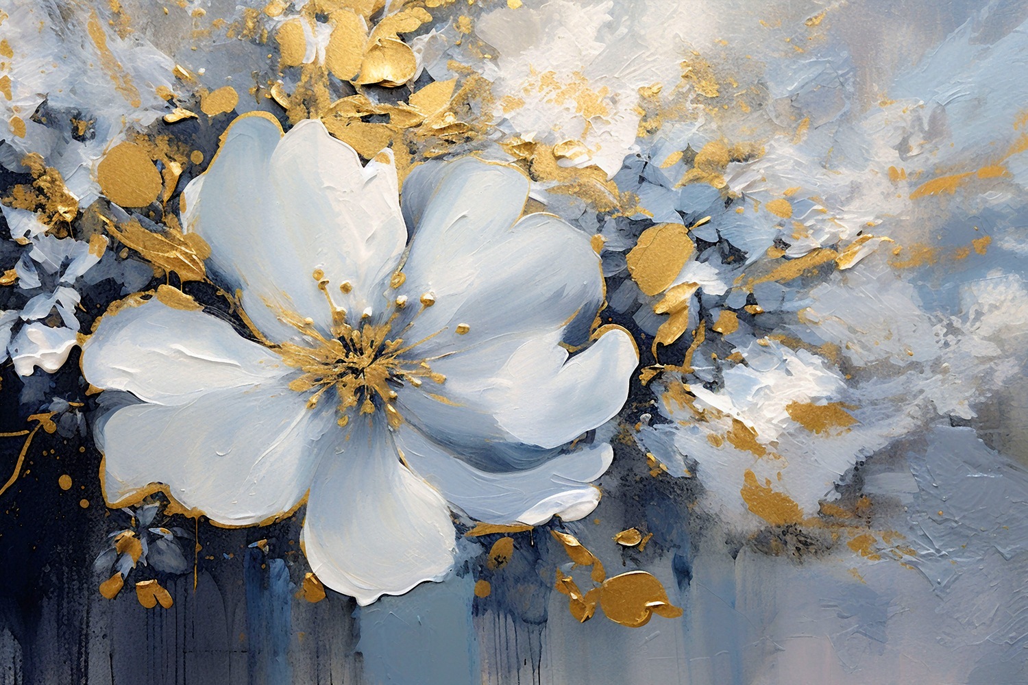 queence Leinwandbild »The golden Flower« Blumenbilder   Blätter   Blätterbi günstig online kaufen