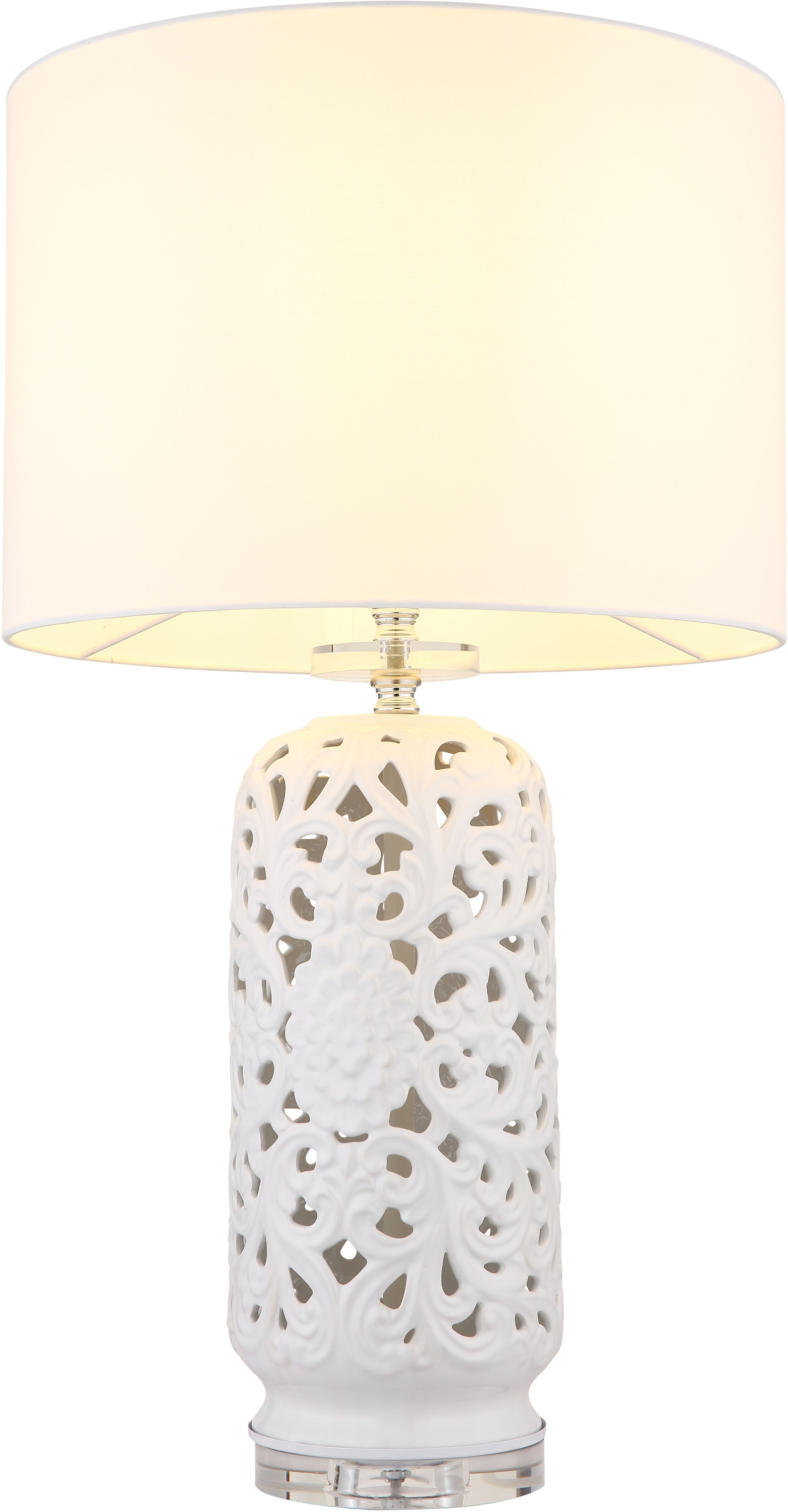 GLOBO LIGHTING Tischleuchte »SEBASTIAN«, Leuchtmittel E27 | ohne Leuchtmittel, Tischlampe/Schlafzimmer/Wohnzimmer/Textil weiß