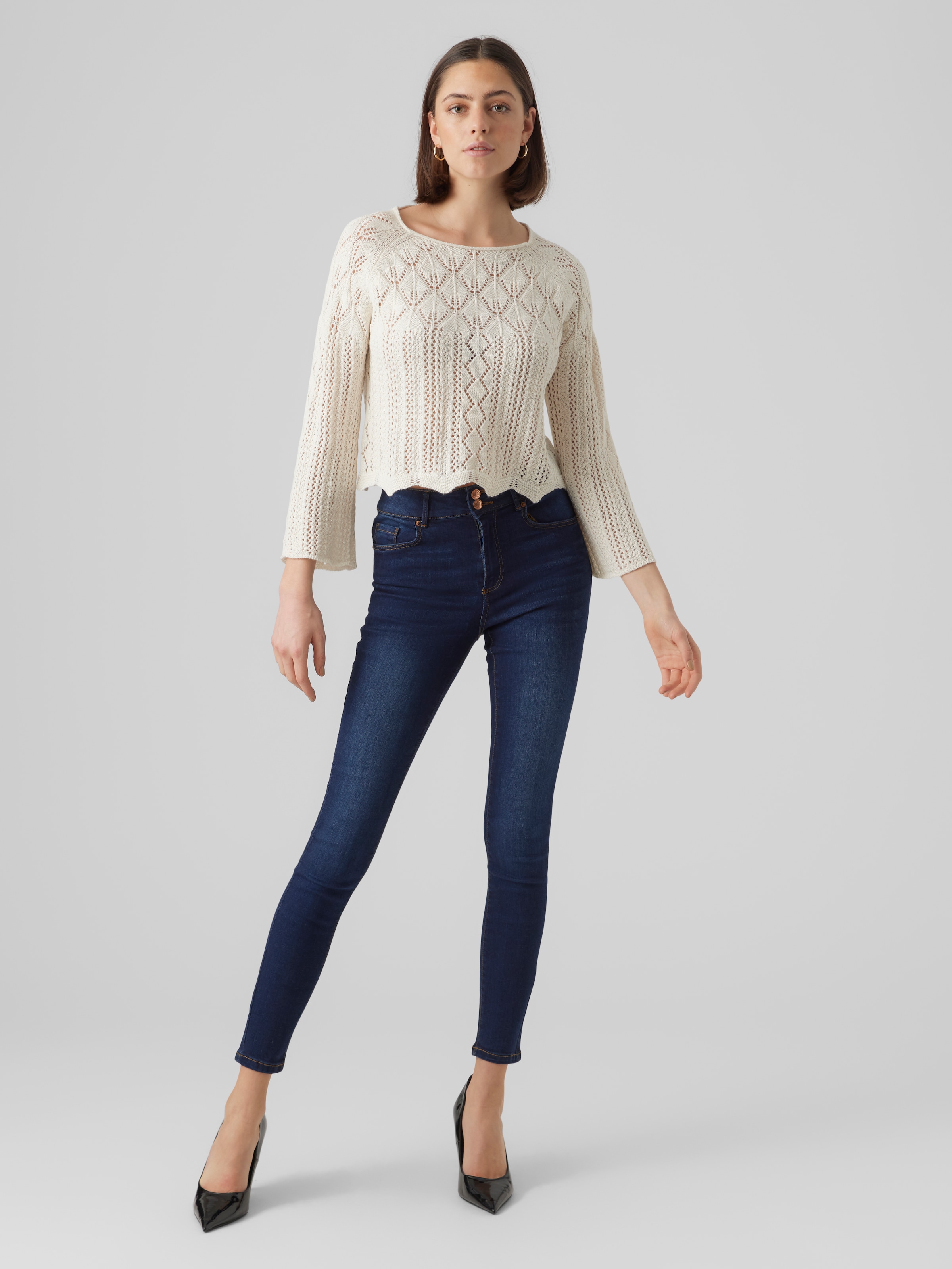 Vero Moda Strickpullover »VMGINGER 3/4 BOATNECK PULLOVER GA NOOS« im femininen, wunderschönen Jacquard-Strickmuster