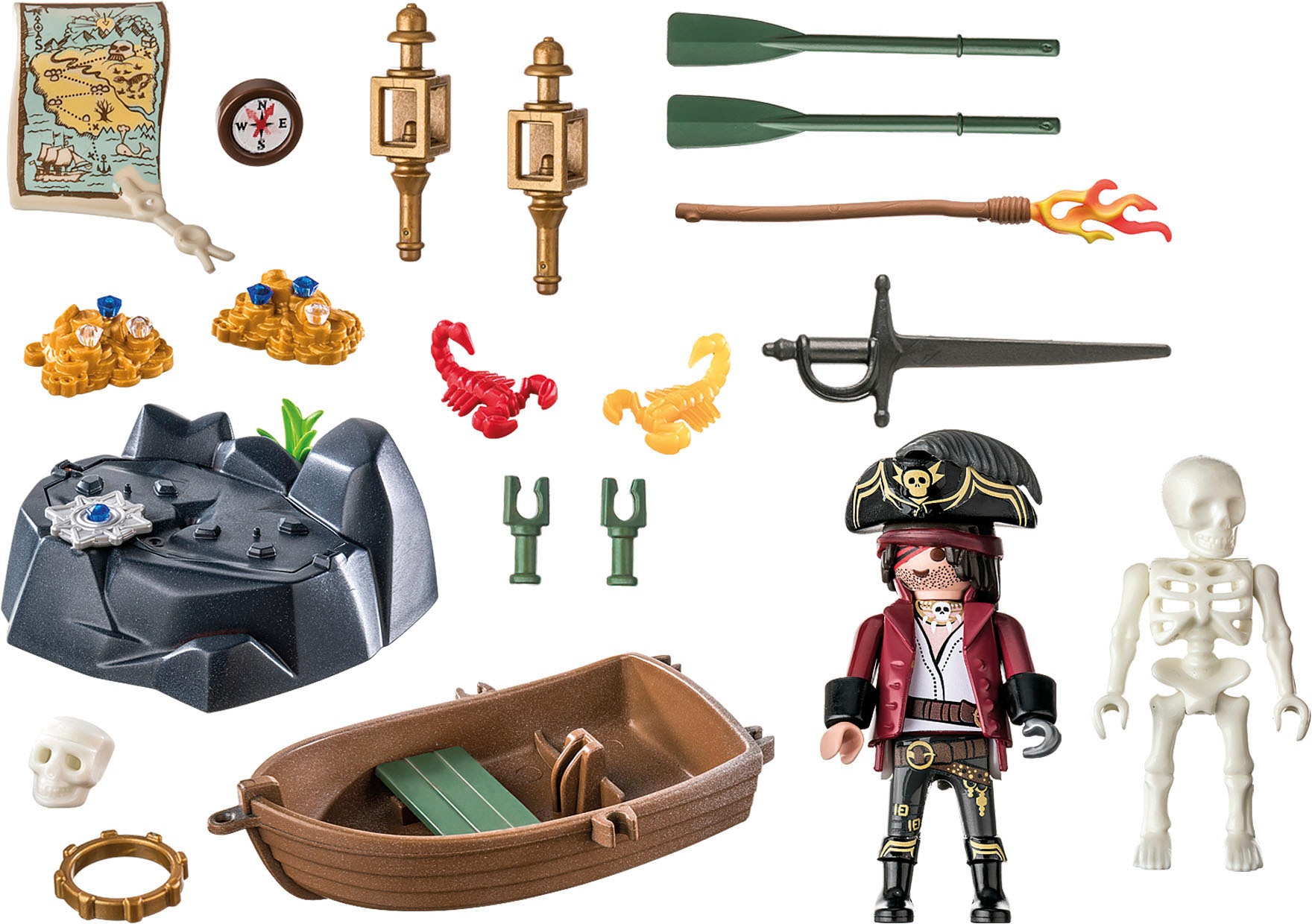 Playmobil® Konstruktions-Spielset »Starter Pack, Pirat mit Ruderboot (71254), Pirates«, (42 St.), Made in Europe