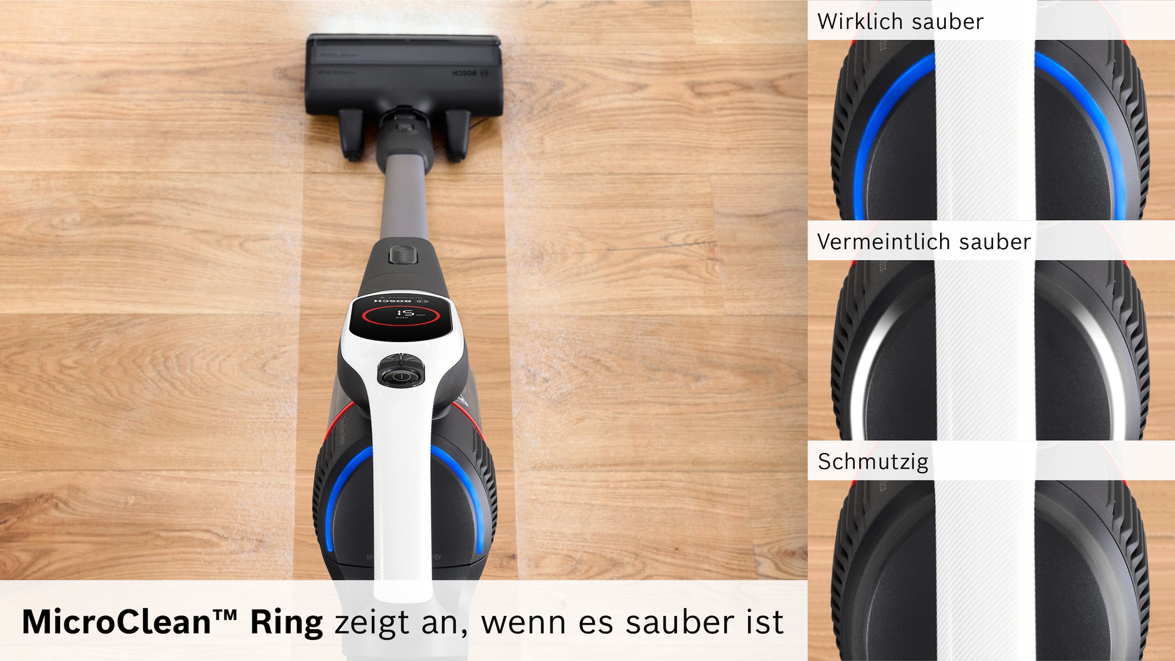 BOSCH Akku-Stielstaubsauger »Unlimited 9 BTS942WQC, MicroClean™ Technology, 10 Jahre Motorgarantie« LED-Licht, HEPA-Filtersystem, Schnellladegerät, 2 Akkus, weiß