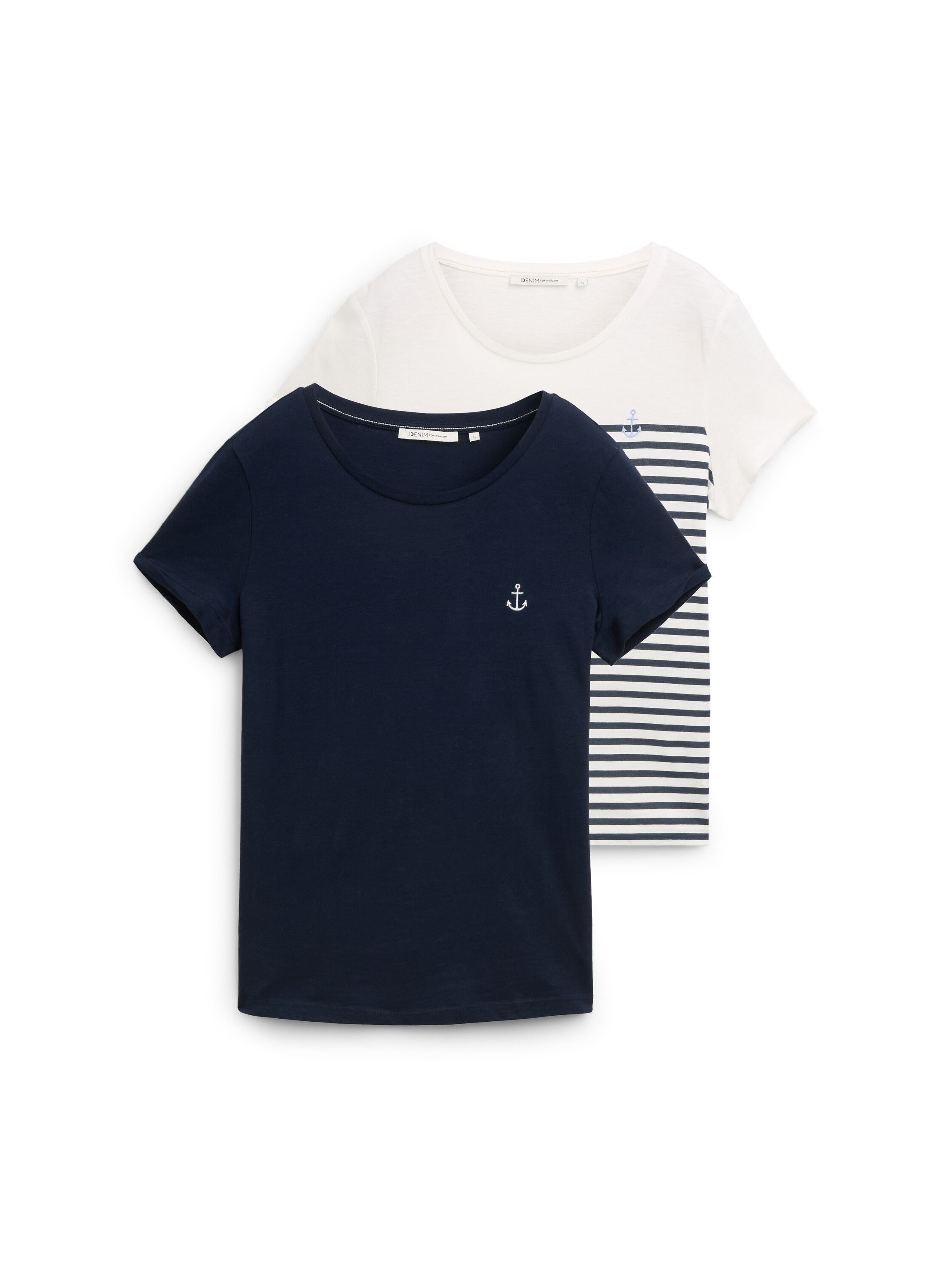 TOM TAILOR Denim Print-Shirt, (Set, 2 tlg.), im Doppelpack mit Anker-Motiv