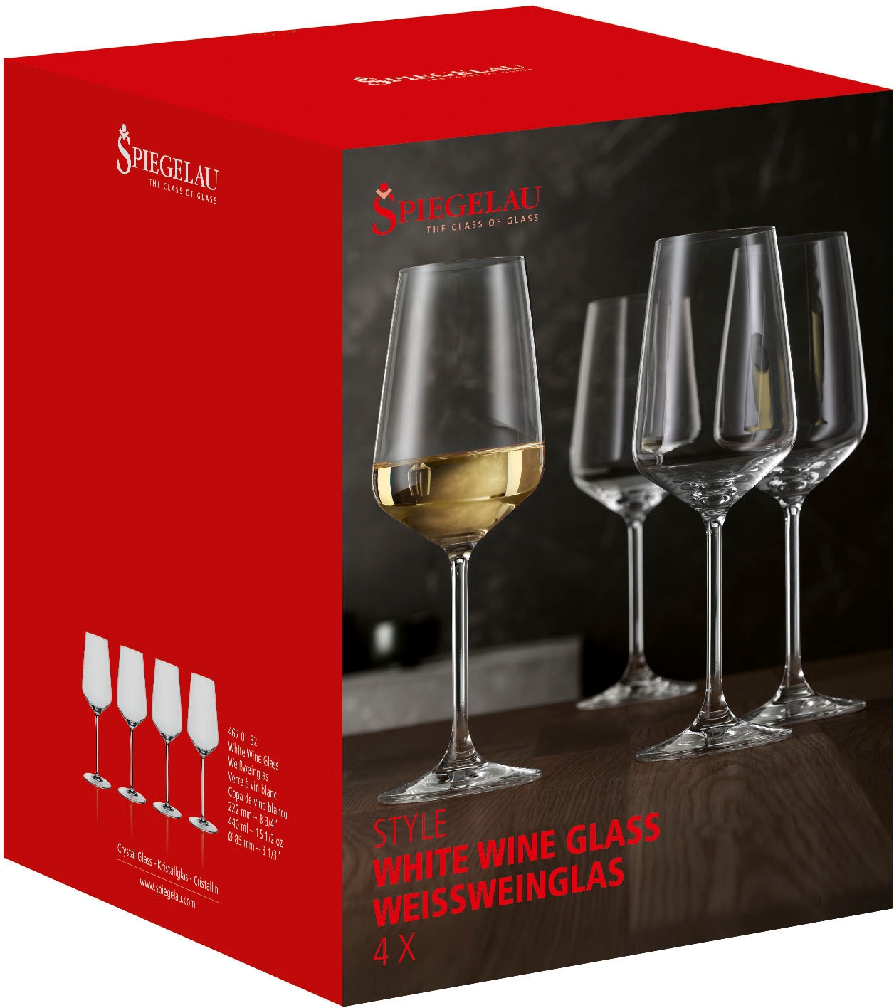 SPIEGELAU Weißweinglas »Style«, (Set, 4 tlg., Set bestehend aus 4 Gläsern), 440 ml, 4-teilig