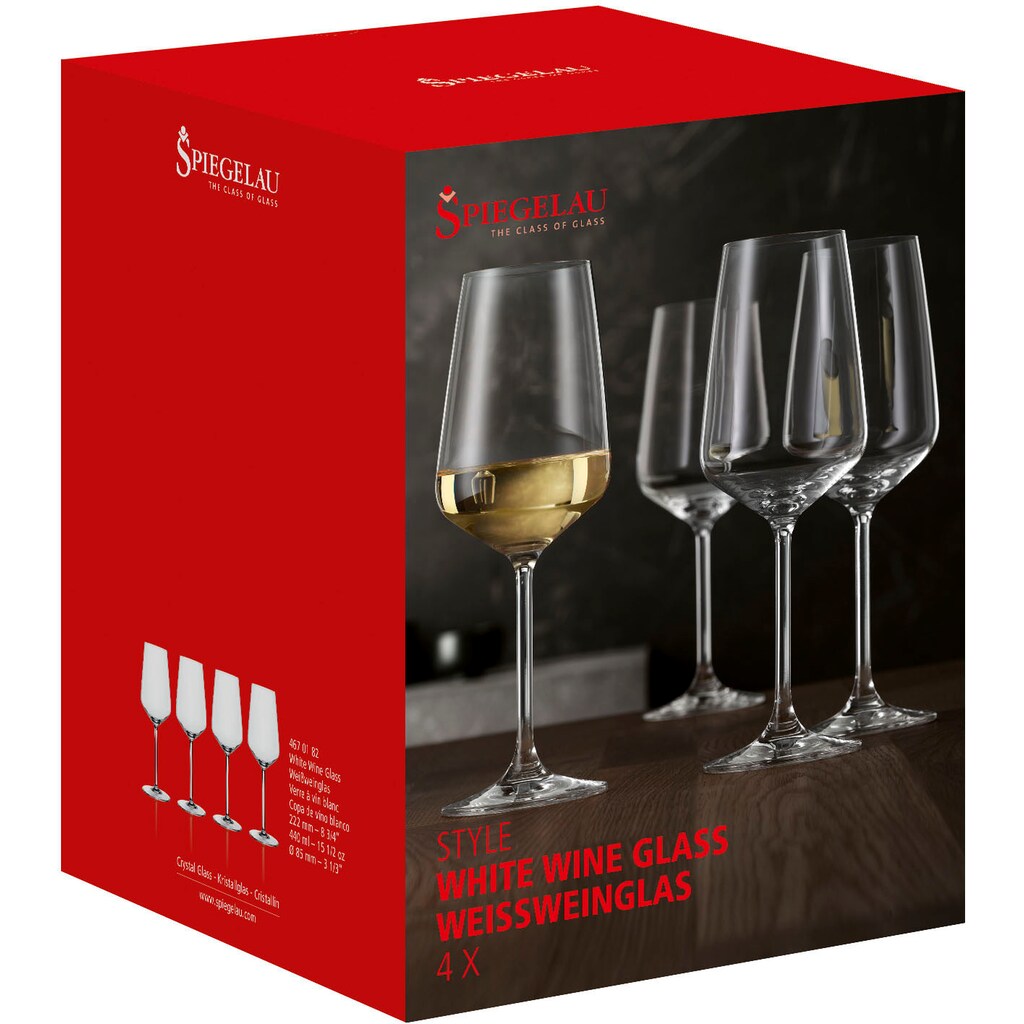 SPIEGELAU Weißweinglas »Style«, (Set, 4 tlg., Set bestehend aus 4 Gläsern)