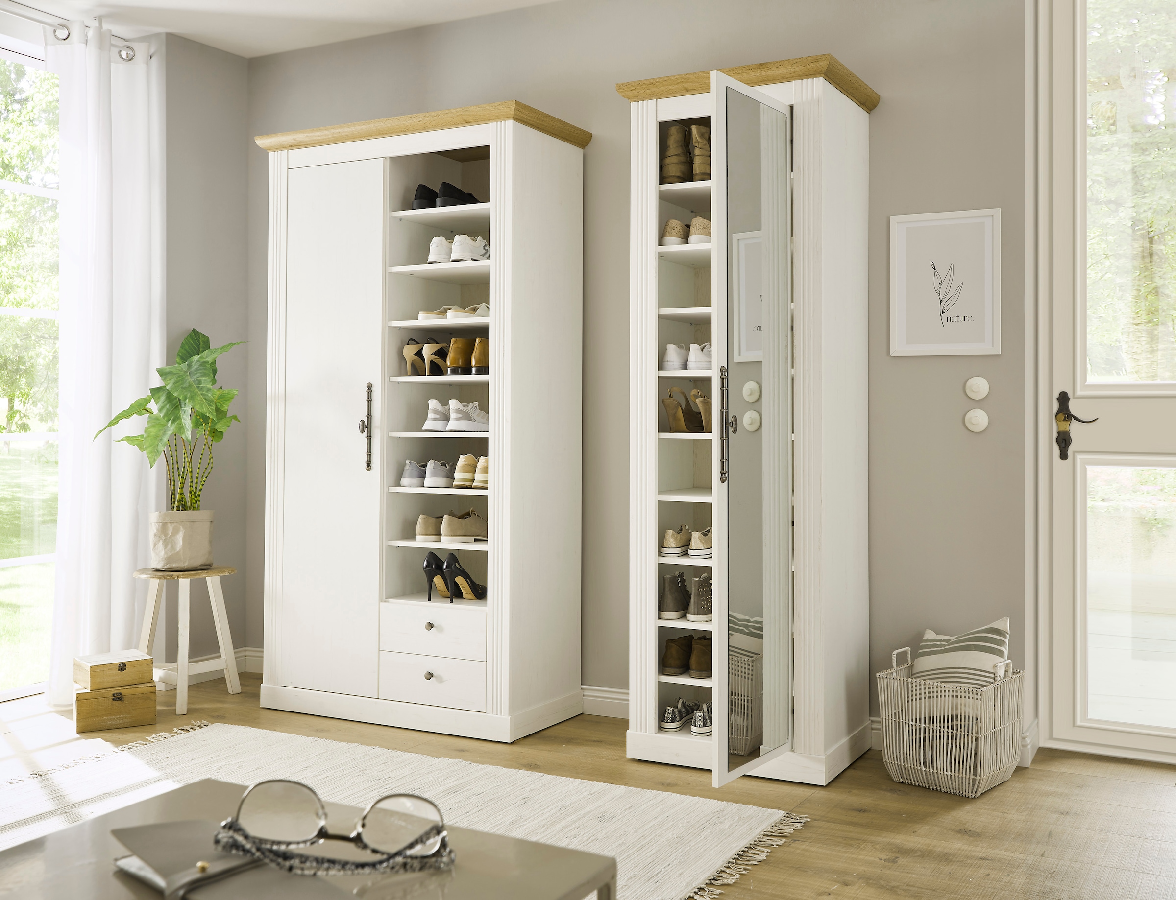 Home affaire Schuhschrank »WESTMINSTER TOPSELLER!«, (Höhe ca. 203 cm), im romantischen Landhausstil