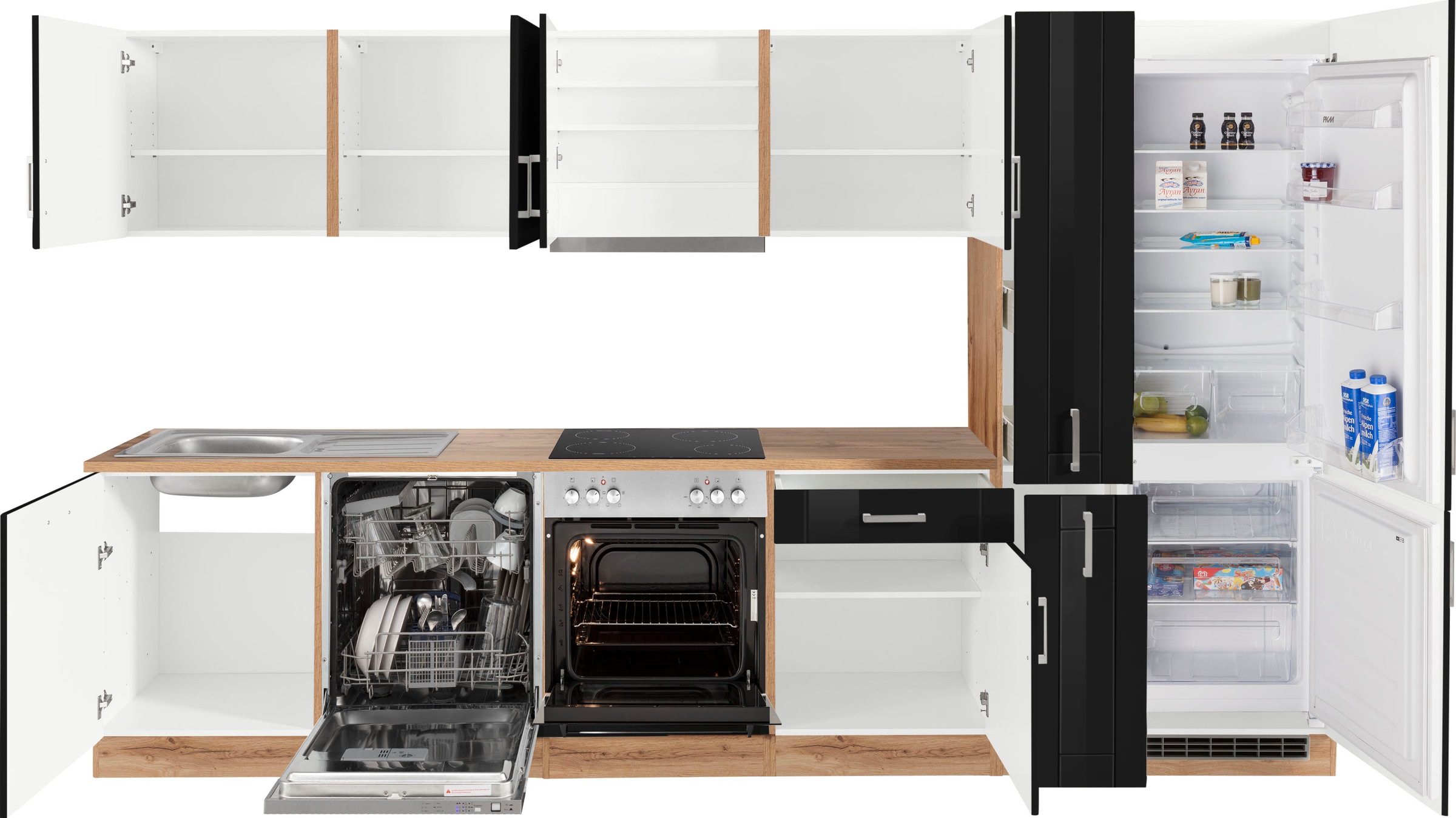 KOCHSTATION Küchenzeile »KS-Tinnum«, mit E-Geräten, Breite 330 cm