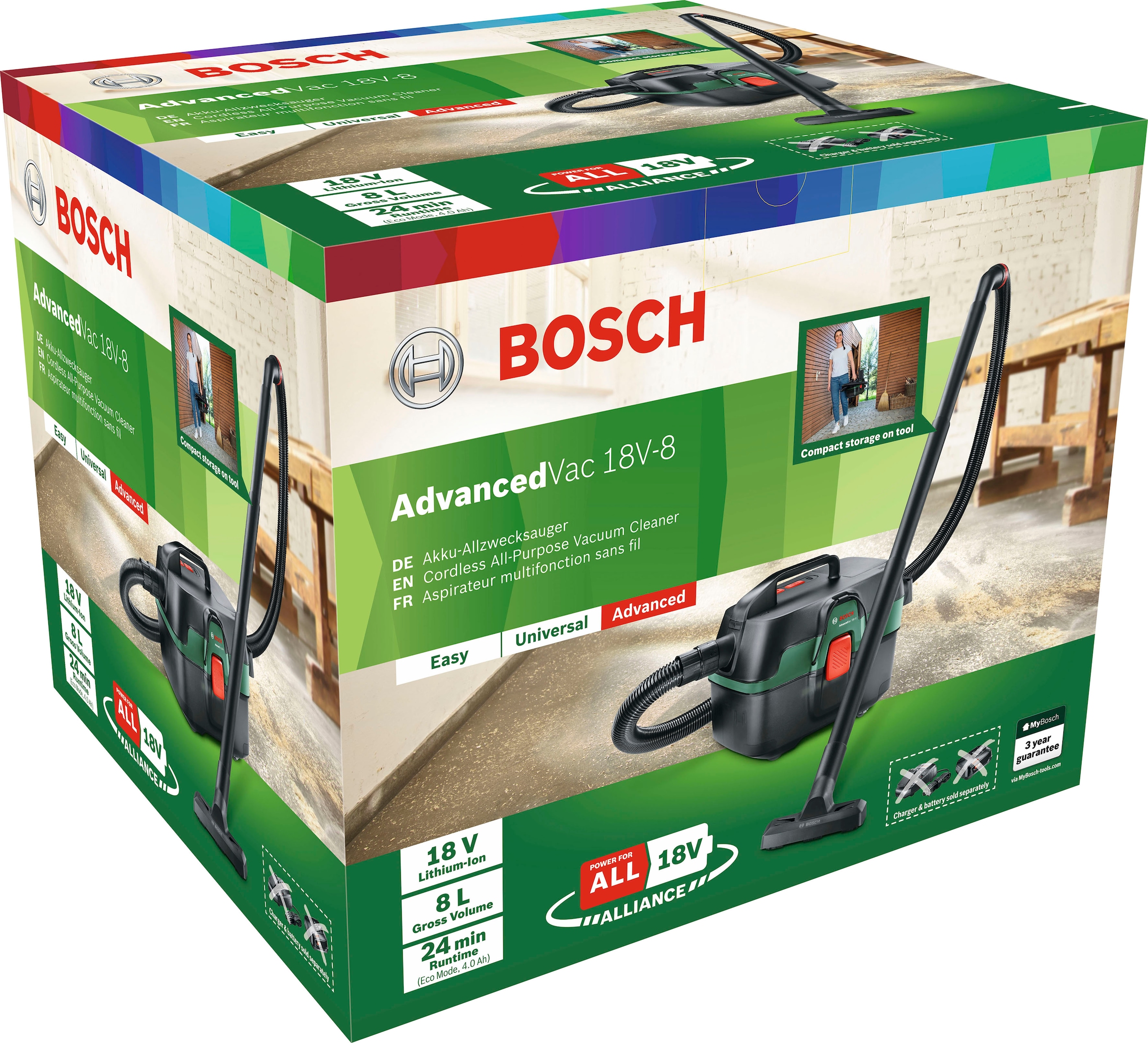 Bosch Home & Garden Nass-Trocken-Akkusauger »AdvancedVac 18V-8«, ohne Akku und Ladegerät