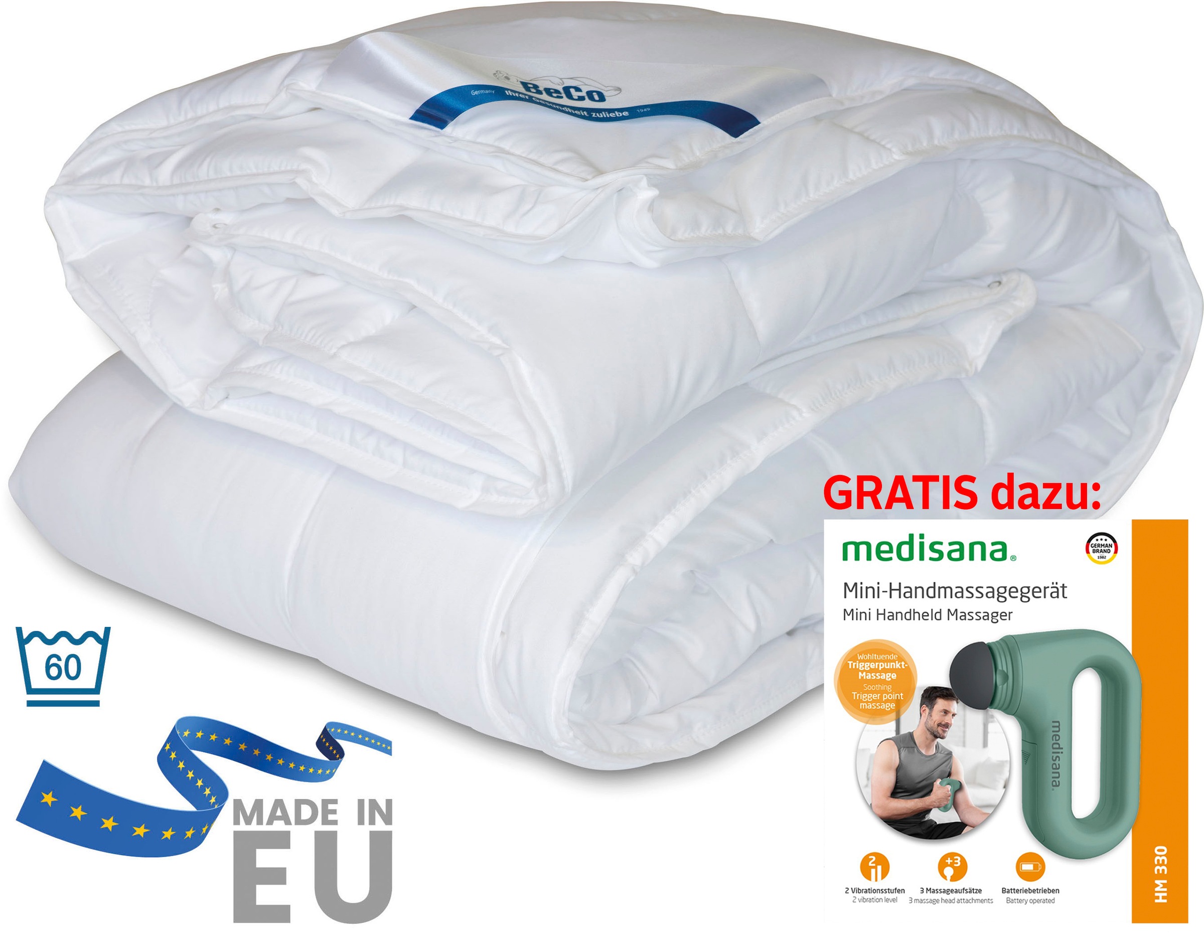 Beco Microfaserbettdecke »Bettdecke Royal Soft Duo, Bettdecken mit Handmass günstig online kaufen