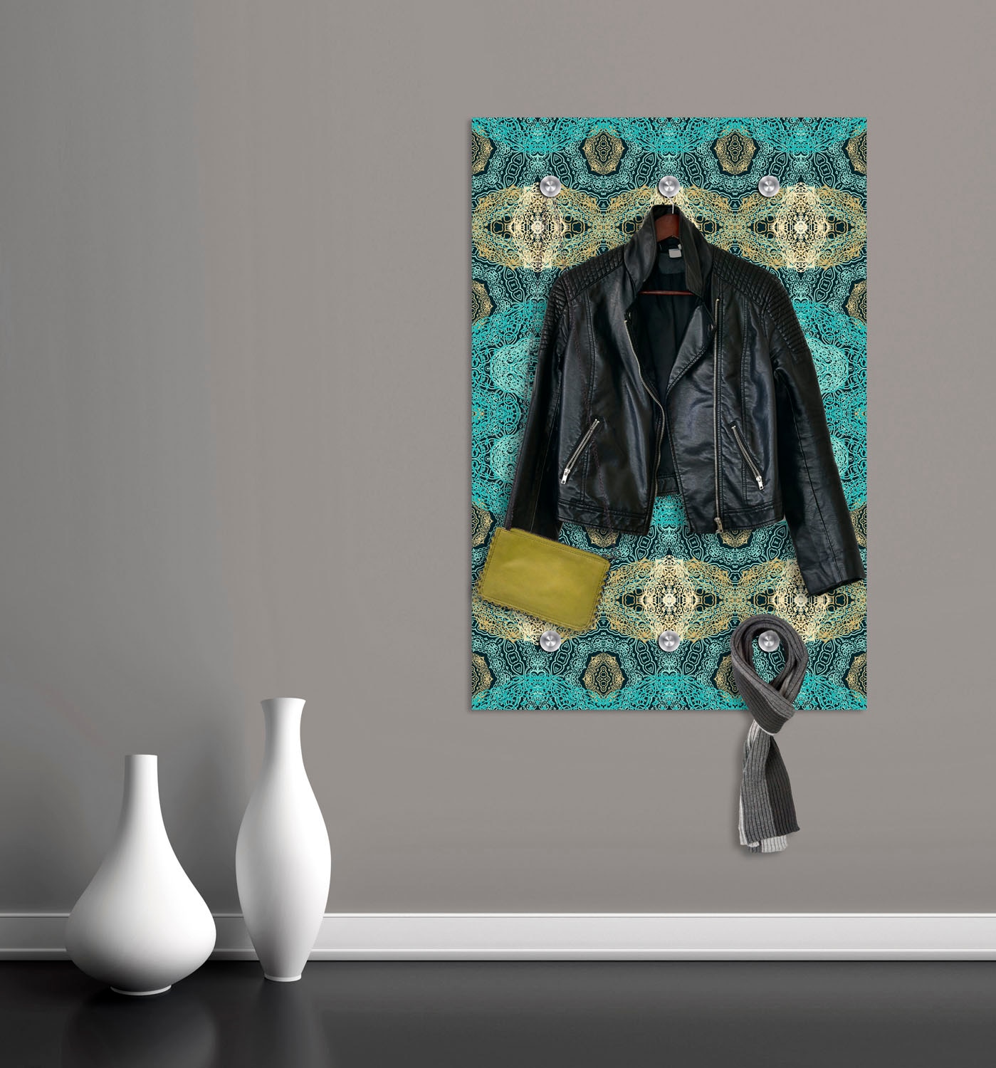 queence Garderobenleiste »Muster«, mit 6 Haken, 80 x 120 cm
