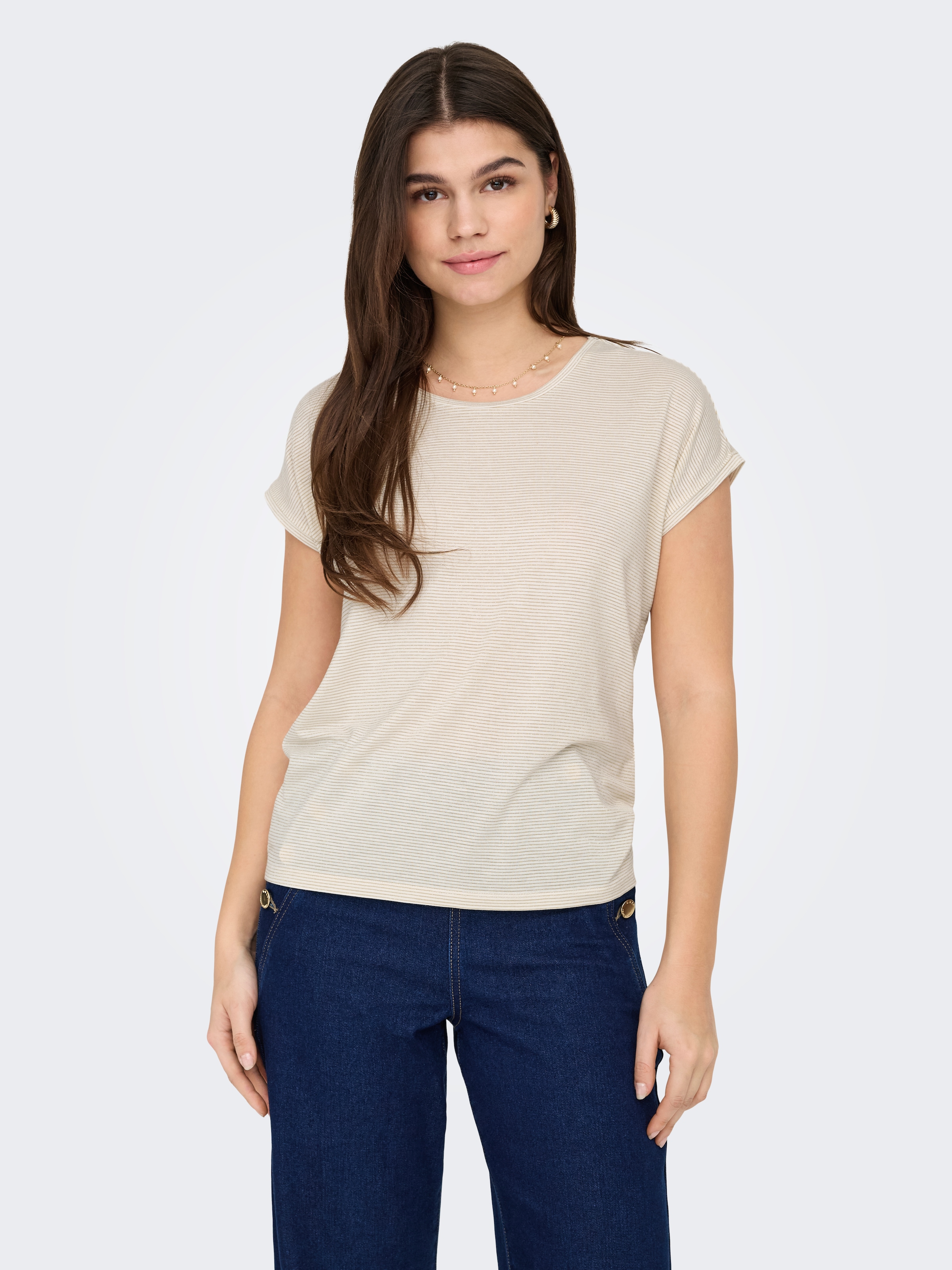 ONLY Kurzarmshirt »ONLCLAUDIA S/S GLITTER STRIPE TOP JRS«