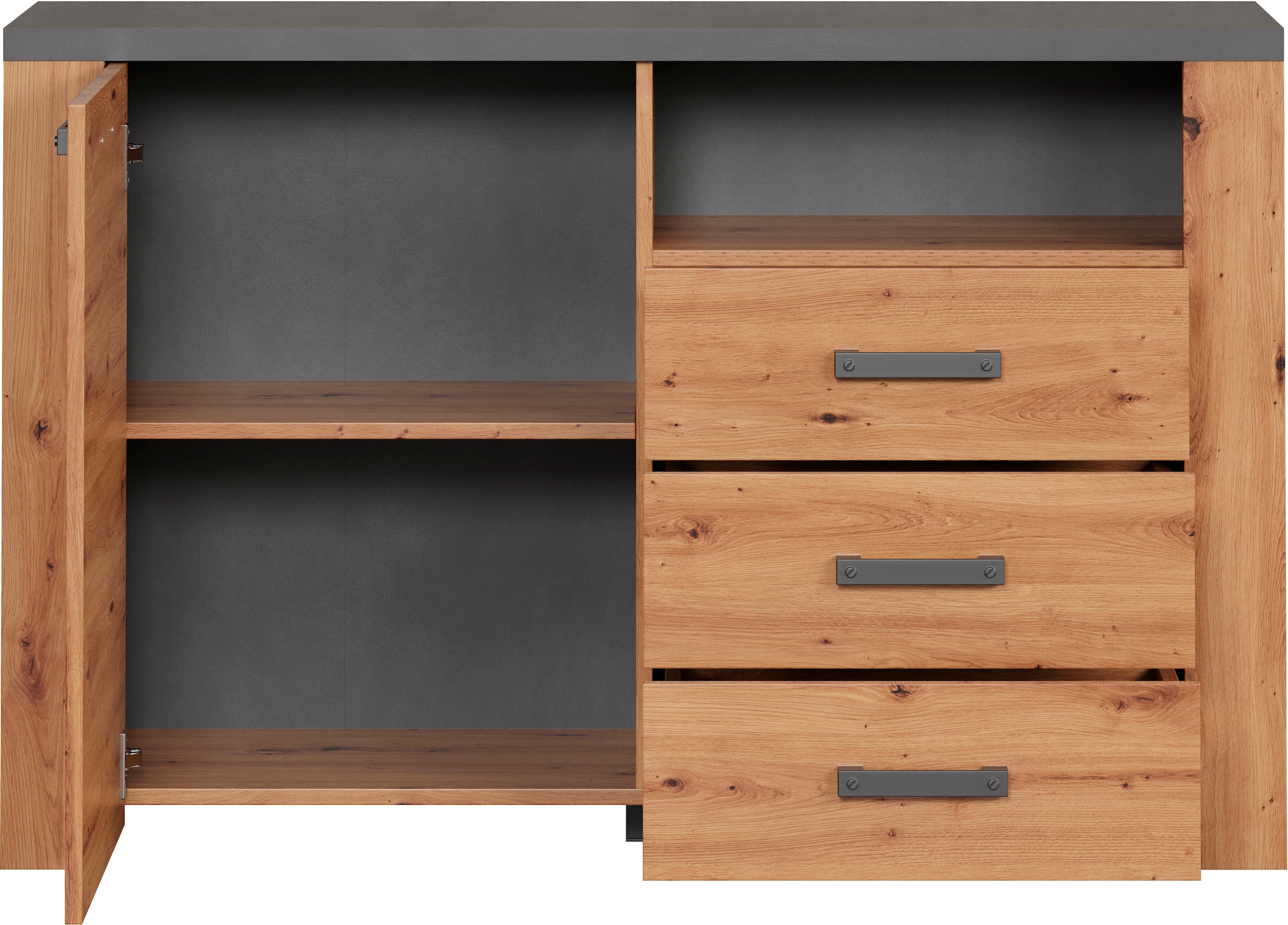 Home affaire Sideboard »Ambres«, (1 St.), Kommode, Echtholzoptik, Maße BxH: 127x83 cm, Eiche