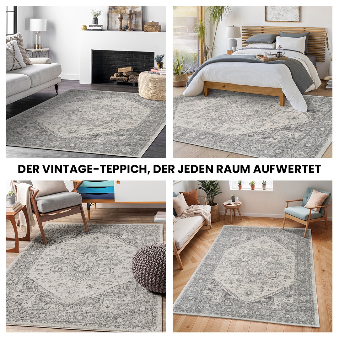 Livabliss Teppich »MENDOZA«, rechteckig, 8 mm Höhe, Vintage Orientteppich, Kurzflor Boho Wohnzimmerteppich, Läufer