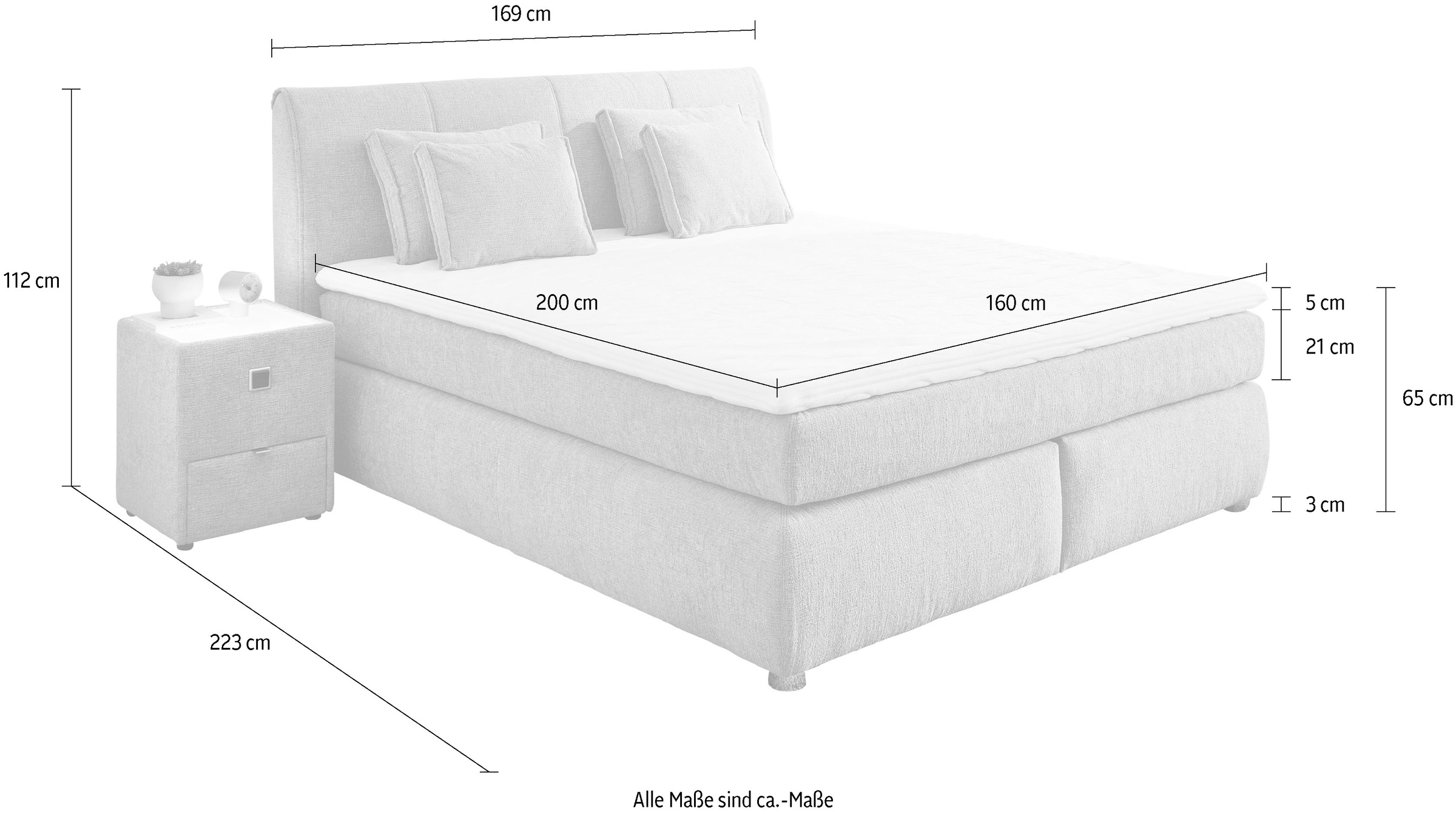 Jockenhöfer Gruppe Boxspringbett »"Carla", OTTOs Choice! Topseller, wahlweise mit oder ohne Bettkasten«, inkl. 4 Kissen, erhältlich in den Breiten 160 & 180cm