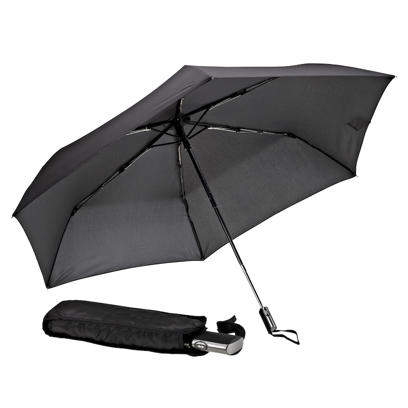 EUROSCHIRM Taschenregenschirm »Automatik 3224, schwarz« besonders leicht, extra flach, mit Automatik schwarz