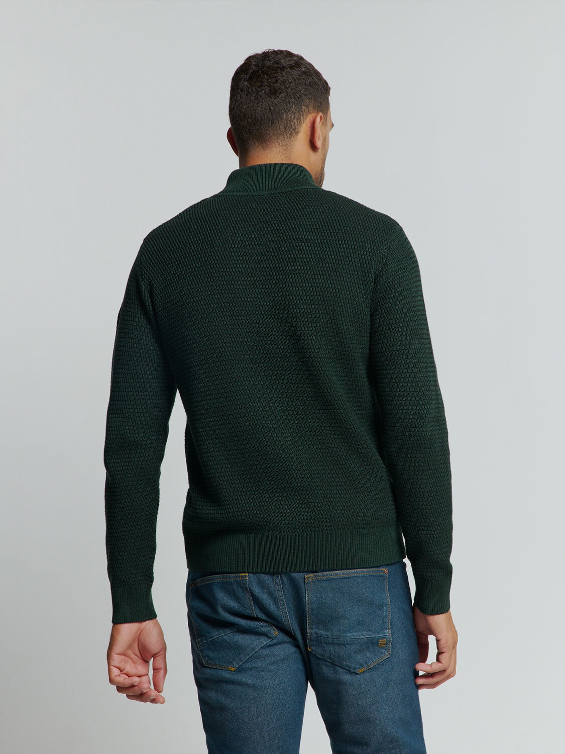 NO EXCESS Rollkragenpullover »No Excess Halber Reißverschluss Pullover Melange«