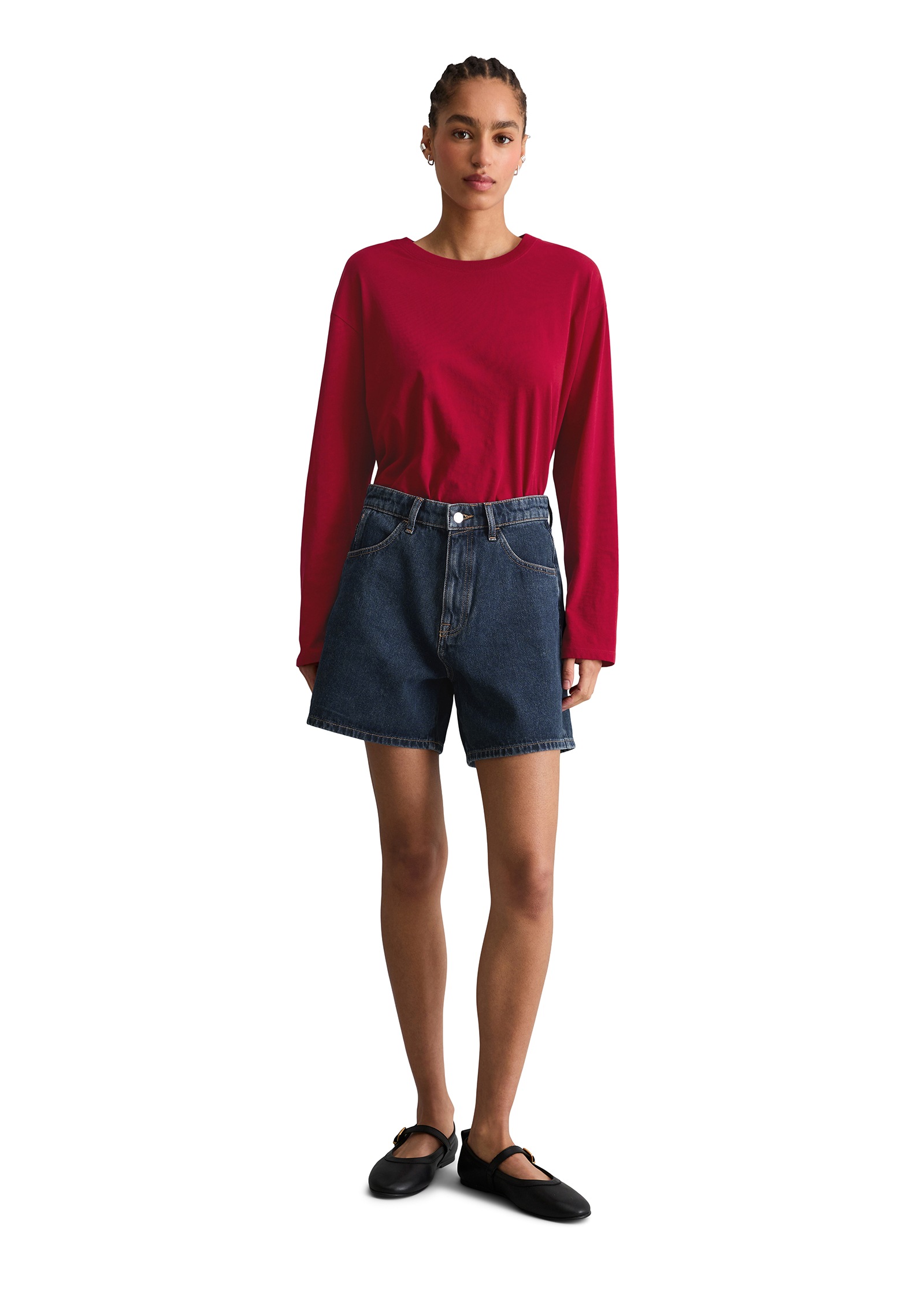 Marc O'Polo DENIM Jeansshorts »Model Filda relaxed aus Rigid Denim« hohe Leibhöhe