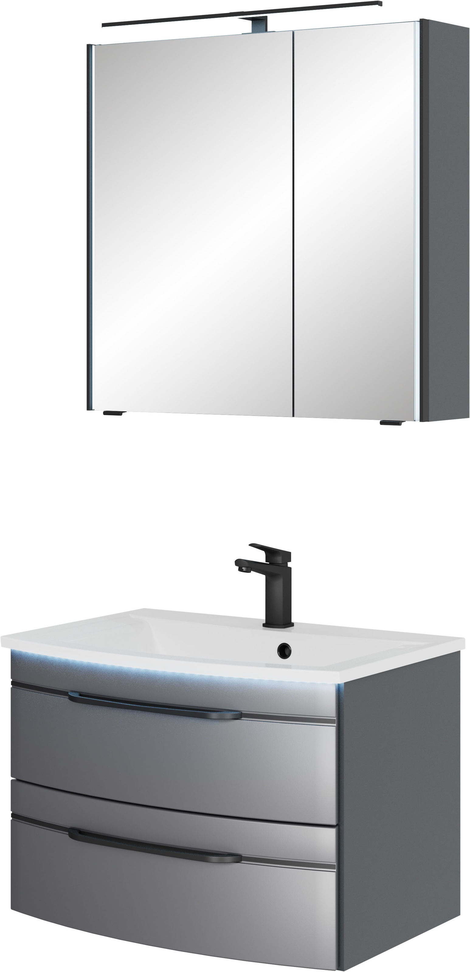 Saphir Badmöbel-Set »Serie 7045 2-teilig Mineralmarmor-Waschtisch mit LED-S günstig online kaufen