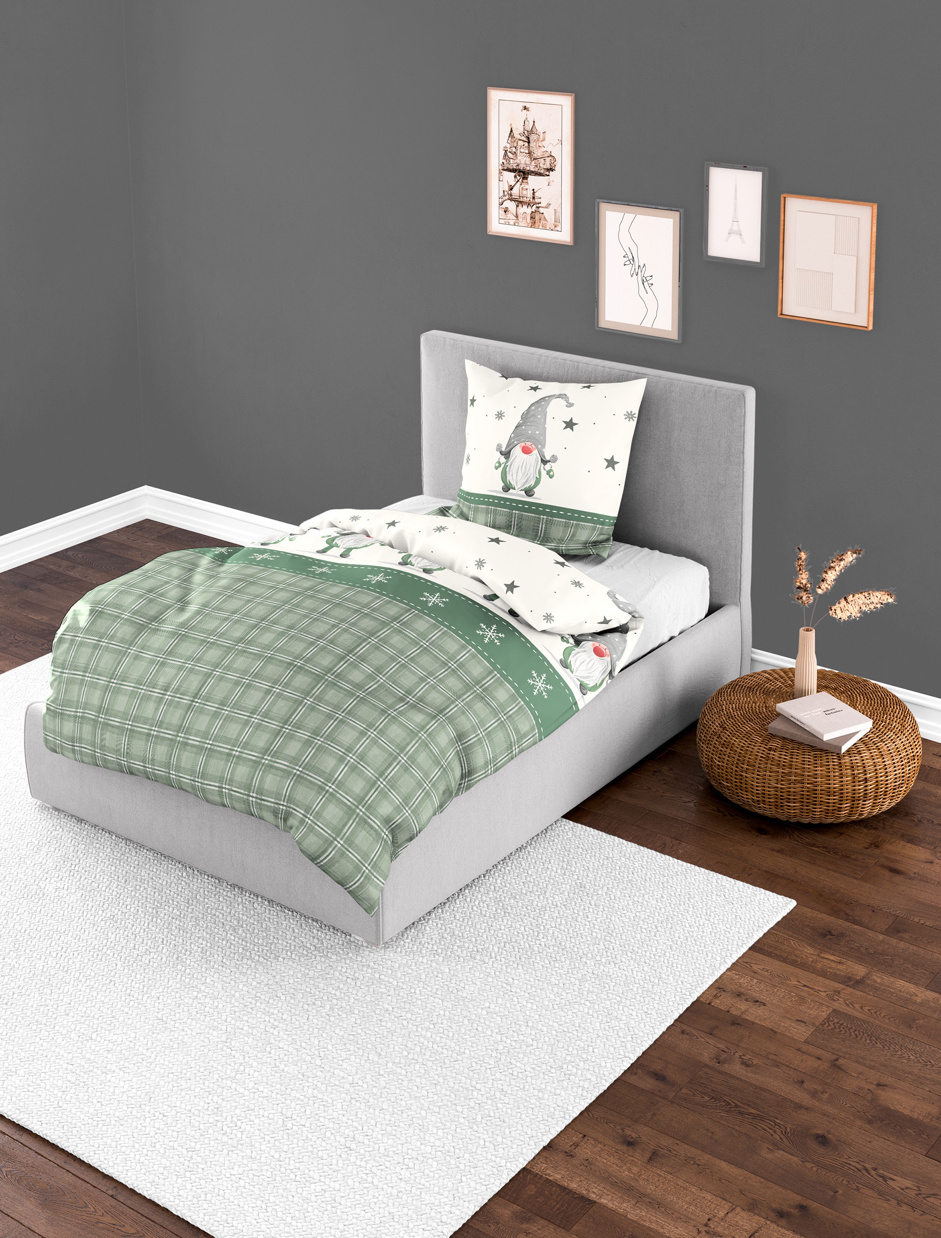 BIERBAUM Bettwäsche »3743« 2 Stk. tlg. Biber, 100 % Baumwolle, pflegeleicht, kuschelig weich